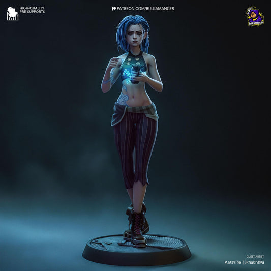 3D Printed Jinx Figurine: LoL Inspired Collectible Fan Art