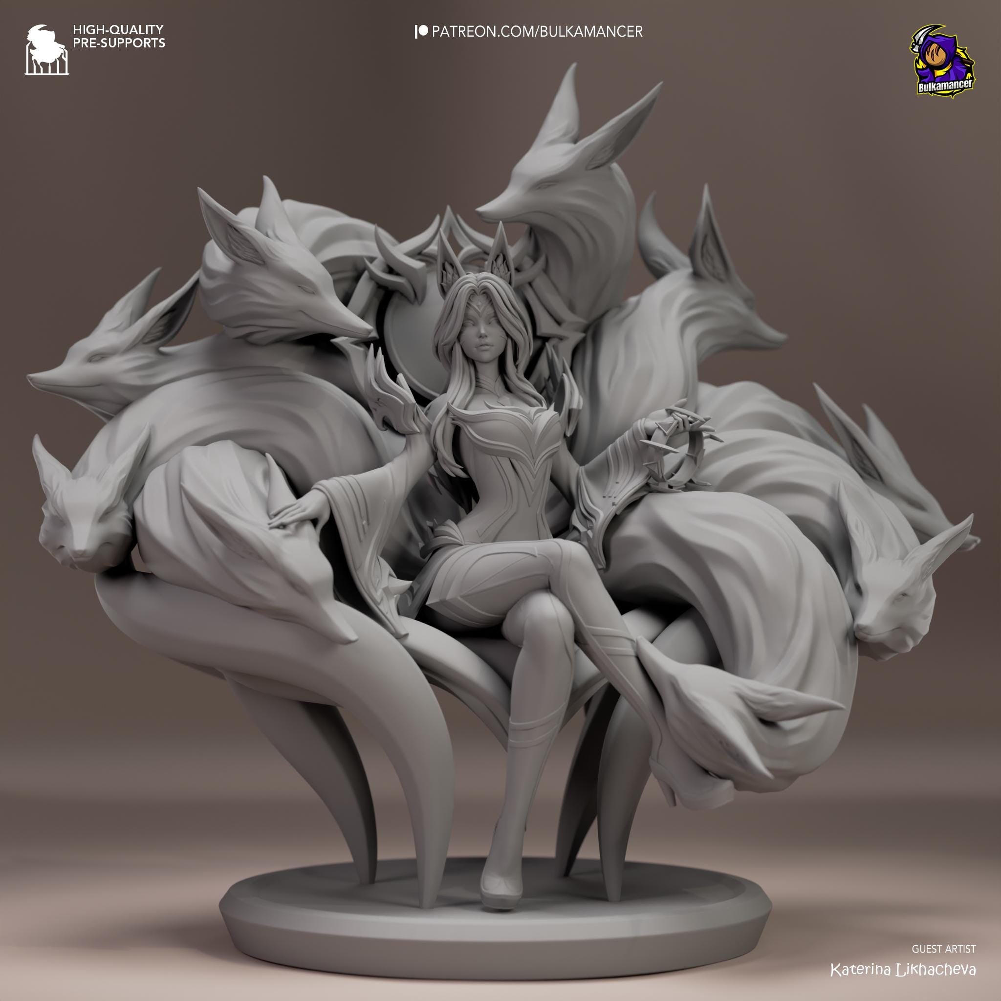 3D Printed Ahri Figurine: LoL  Fan Art, Game Collectible