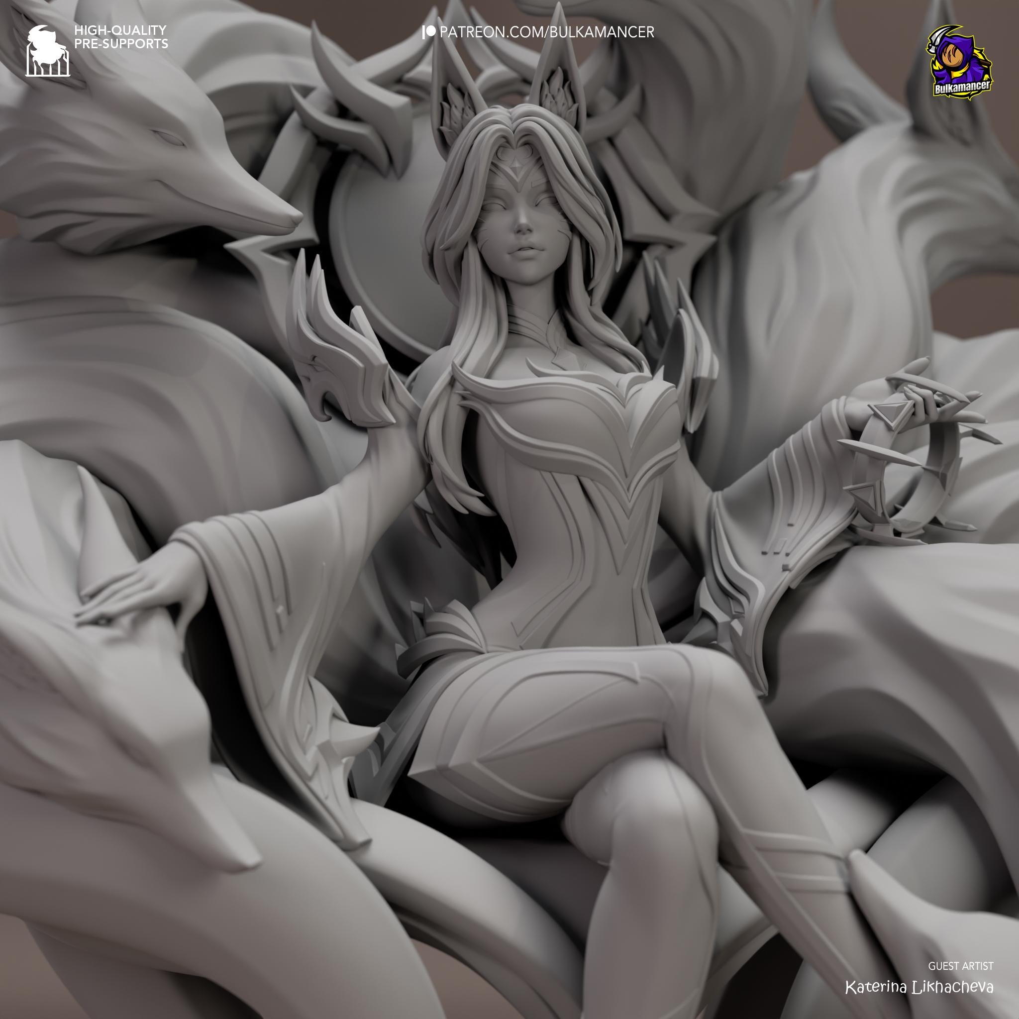 3D Printed Ahri Figurine: LoL  Fan Art, Game Collectible