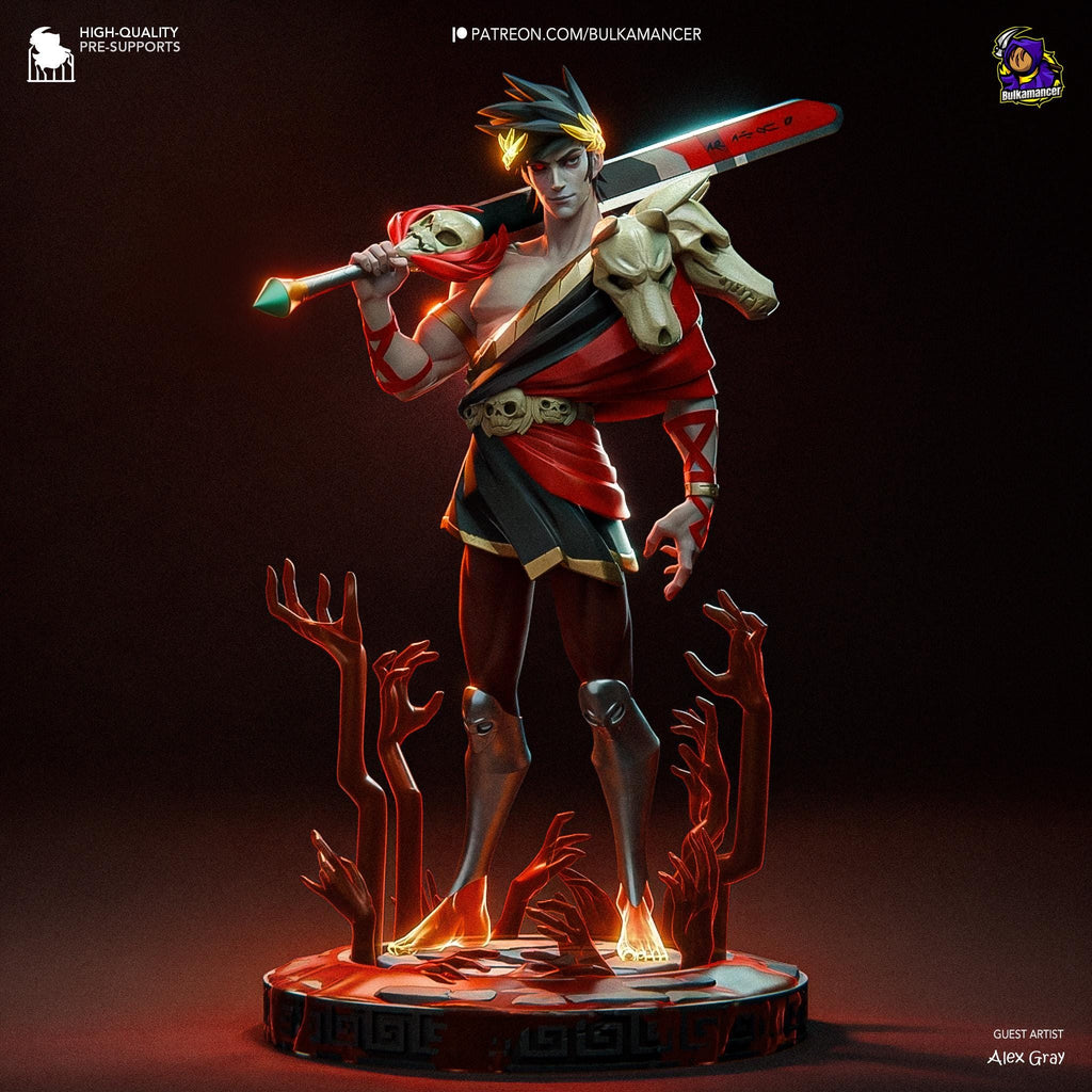 3D Printed Zagreus Figurine: Hades Game Collectible Fan Art