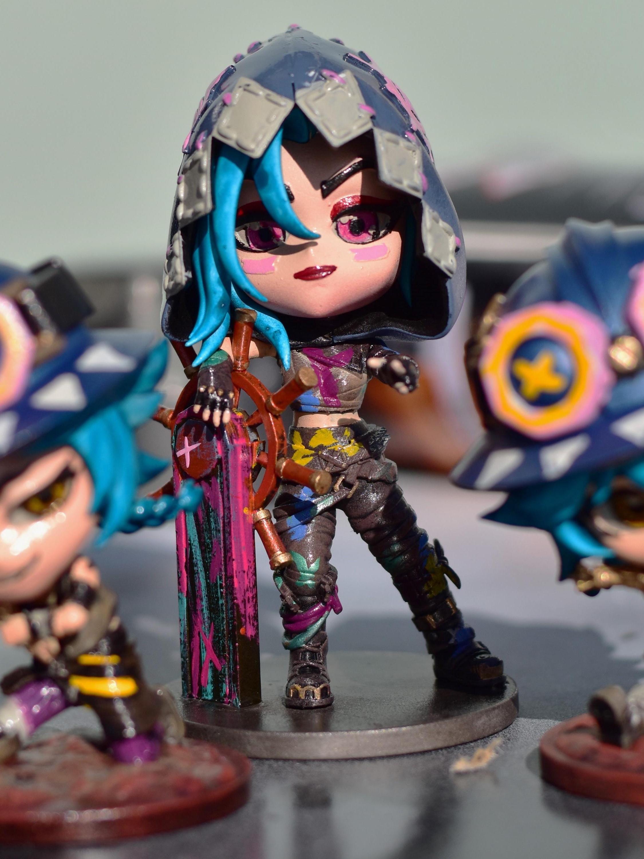 Hand-Painted Jinx Chibi Statue: LoL Inspired 3D Model