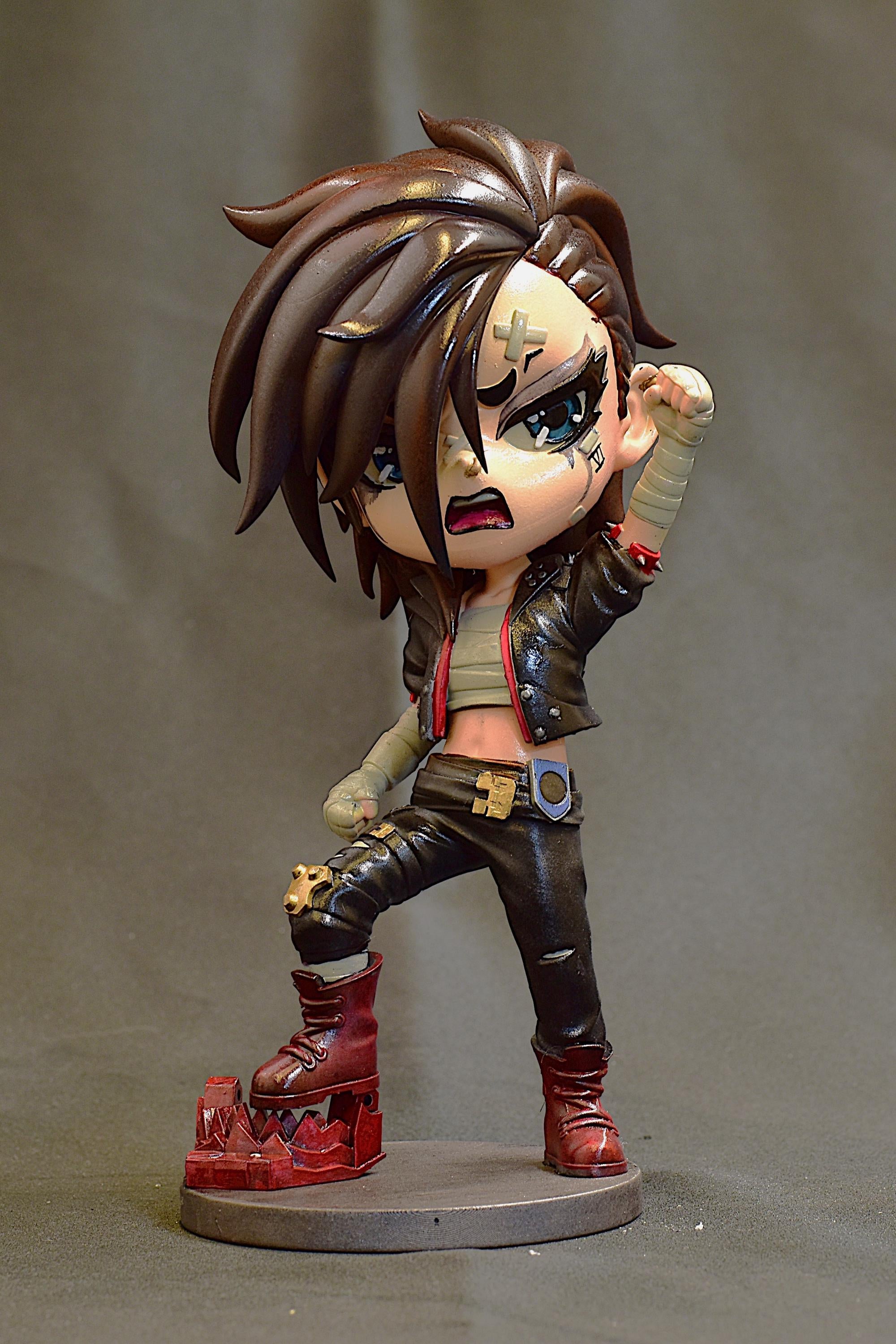 Hand-Painted Vi Chibi Statue: LoL Inspired 3D Model
