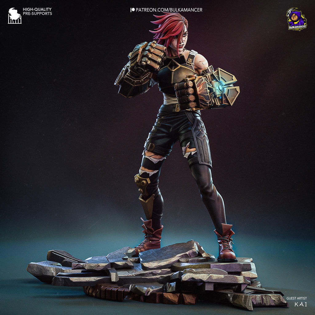 Hand-Painted Vi & Jinx Diorama: 3D Printed LoL Statue
