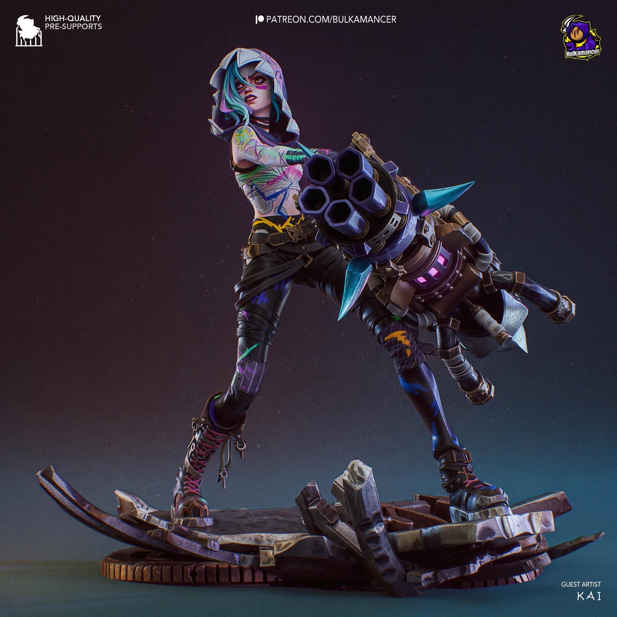 Hand-Painted Vi & Jinx Diorama: 3D Printed LoL Statue