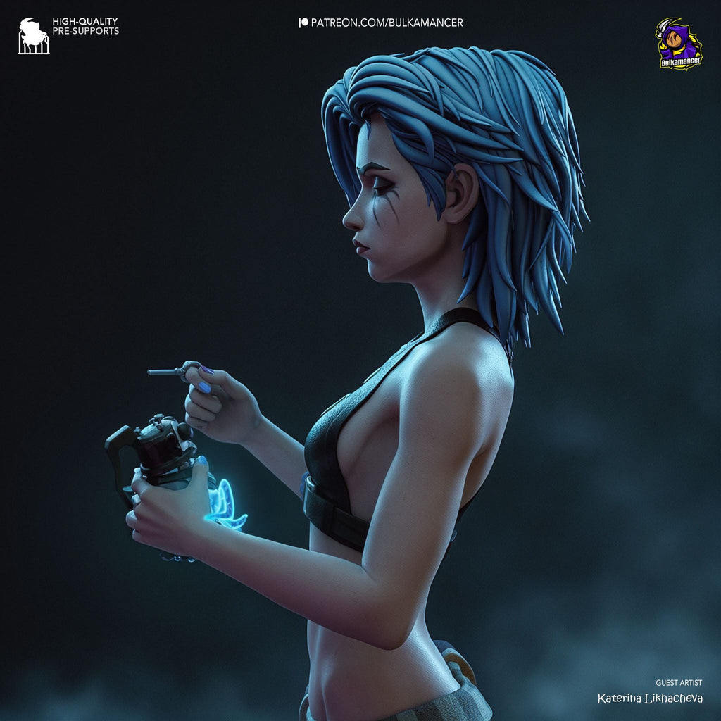 3D Printed Jinx Figurine: LoL Inspired Collectible Fan Art