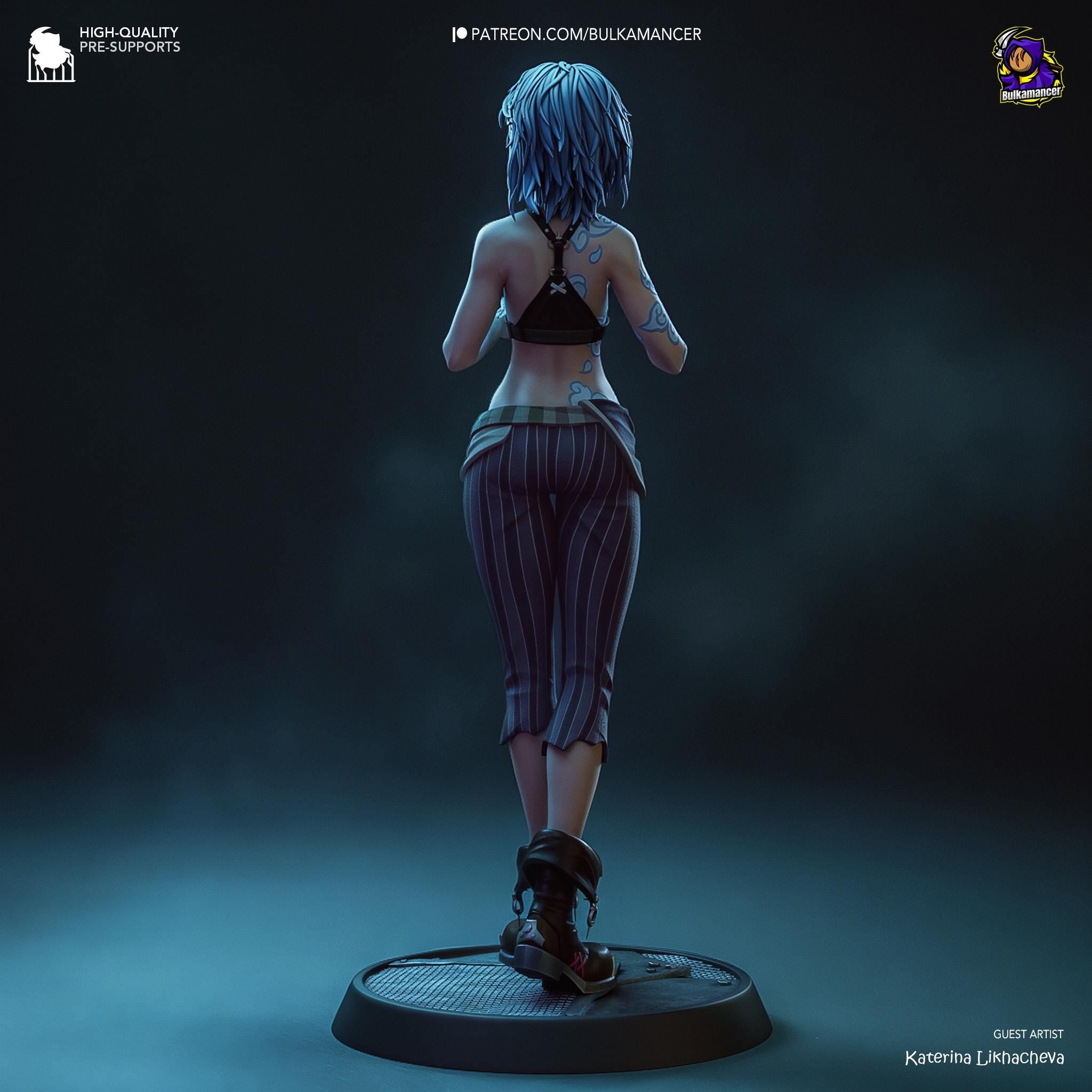 3D Printed Jinx Figurine: LoL Inspired Collectible Fan Art