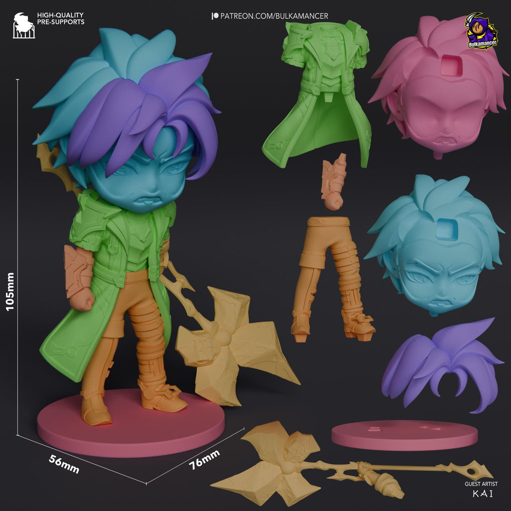 Hand-Painted Jayce Chibi Statue: LoL Inspired 3D Model