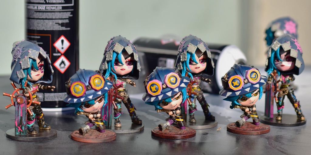 Hand-Painted Jinx Chibi Statue: LoL Inspired 3D Model