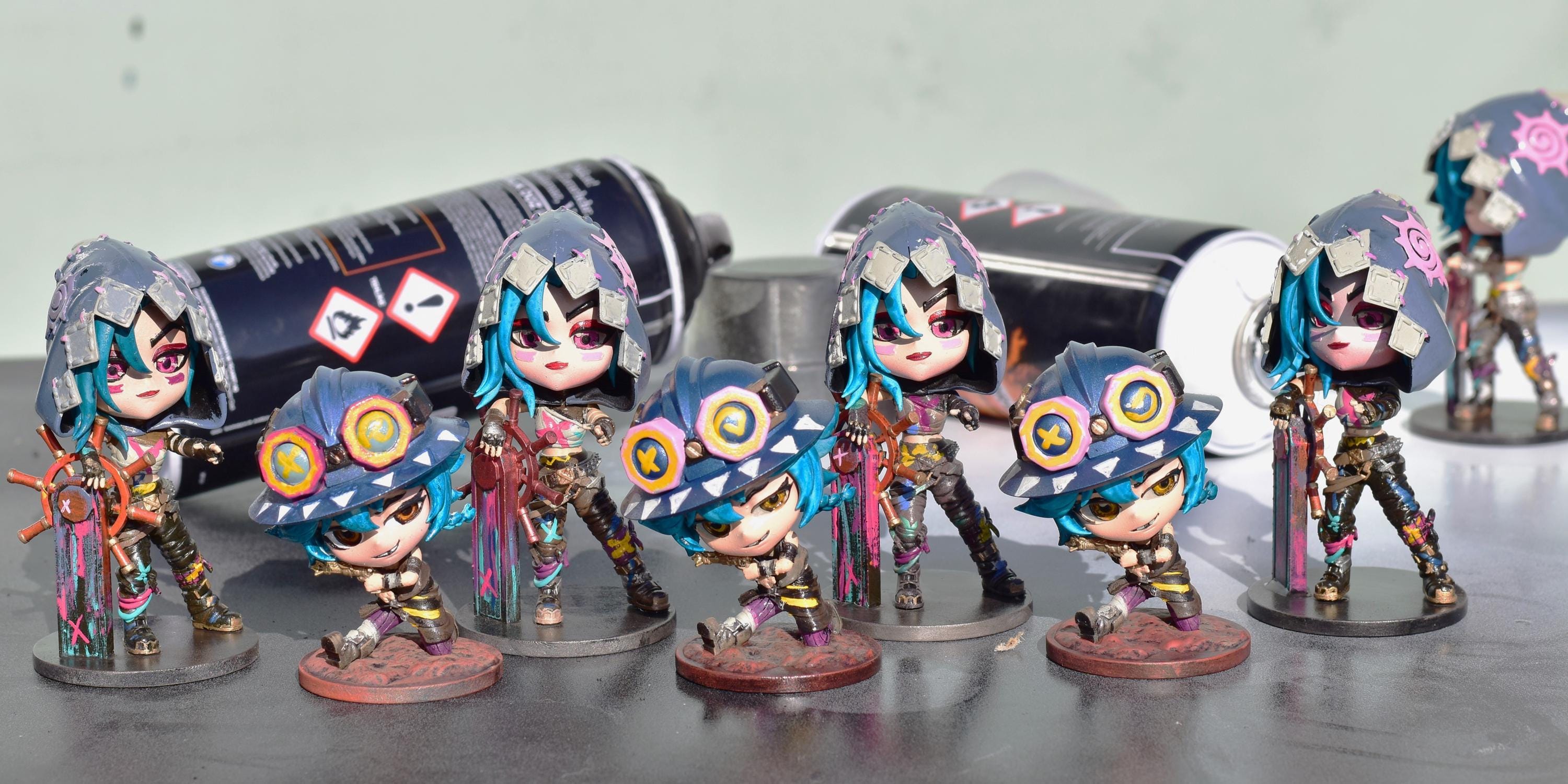 Hand-Painted Jinx Chibi Statue: LoL Inspired 3D Model