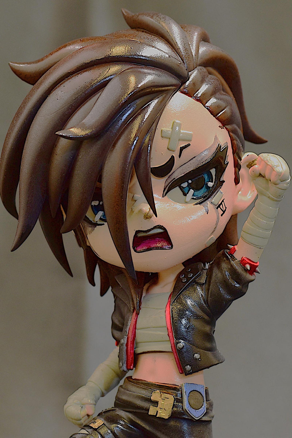 Hand-Painted Vi Chibi Statue: LoL Inspired 3D Model