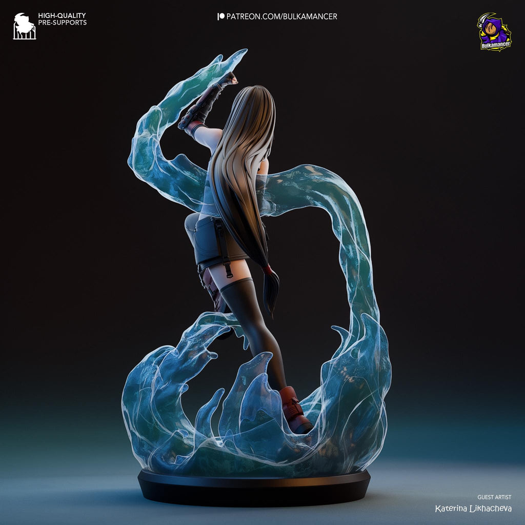 Hand-Painted Tifa Lockhart Figurine: 3D Printed Final Fantasy VII Statue