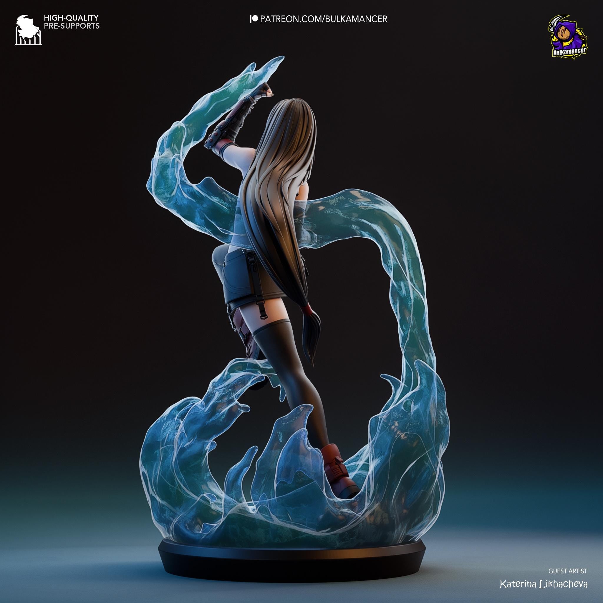 Hand-Painted Tifa Lockhart Figurine: 3D Printed Final Fantasy VII Statue