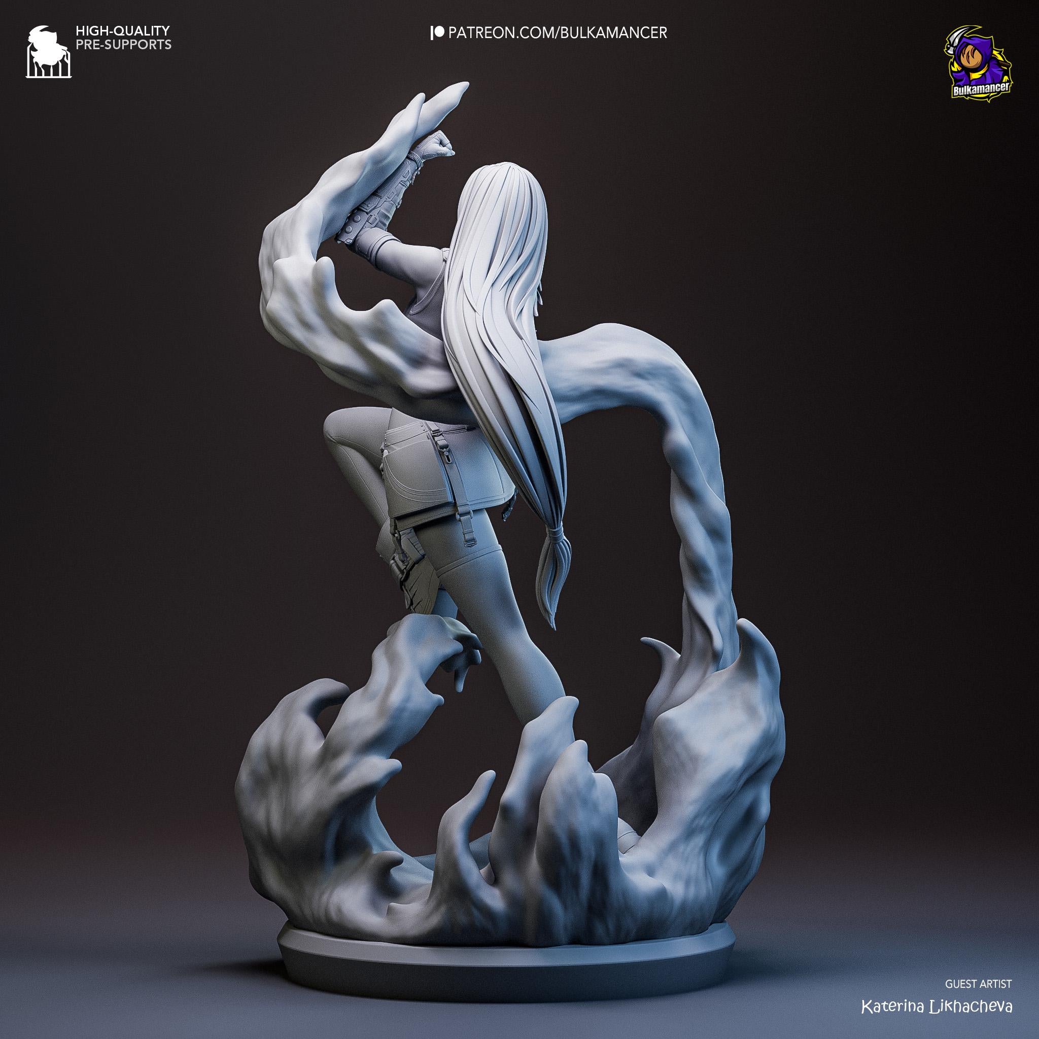 Hand-Painted Tifa Lockhart Figurine: 3D Printed Final Fantasy VII Statue