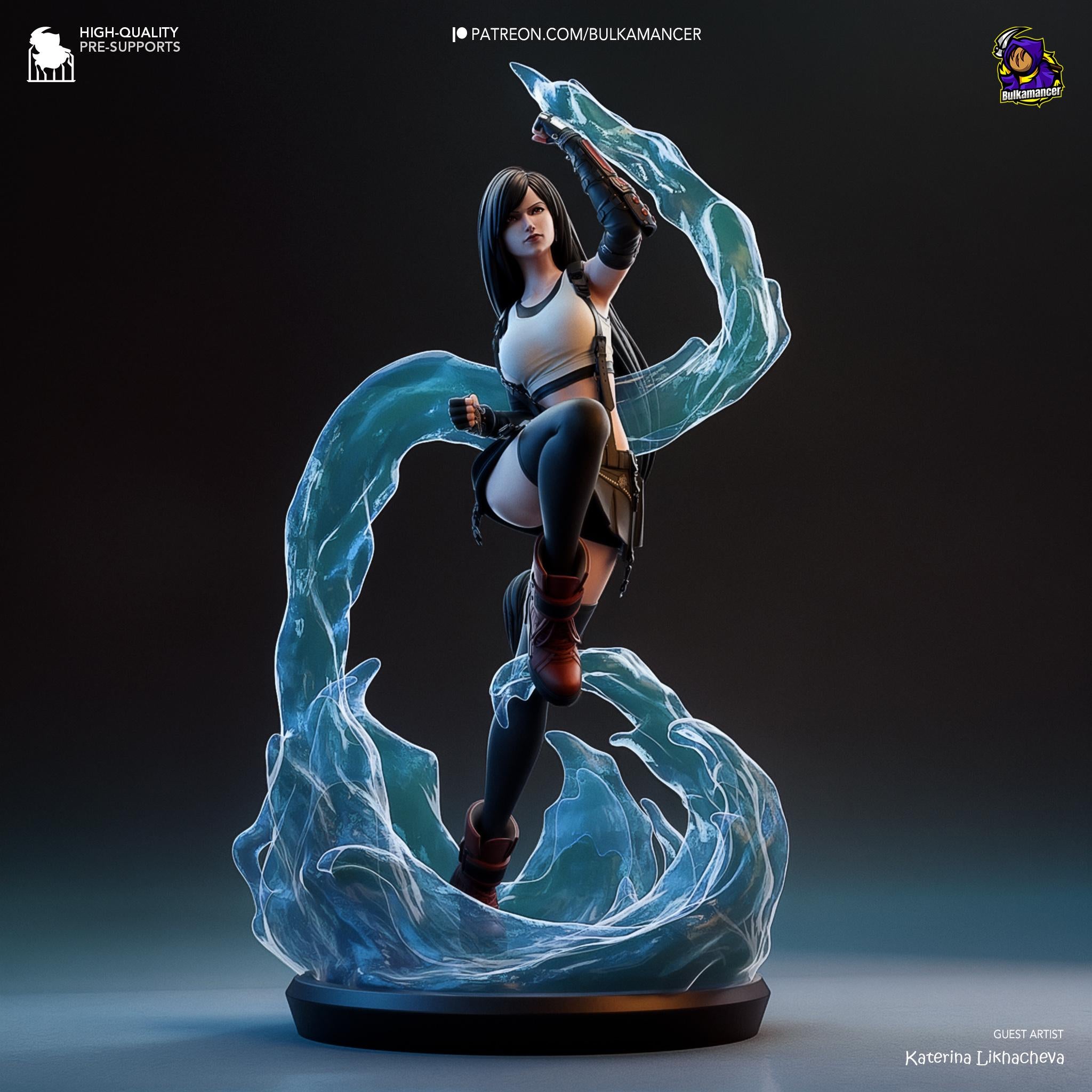 Hand-Painted Tifa Lockhart Figurine: 3D Printed Final Fantasy VII Statue