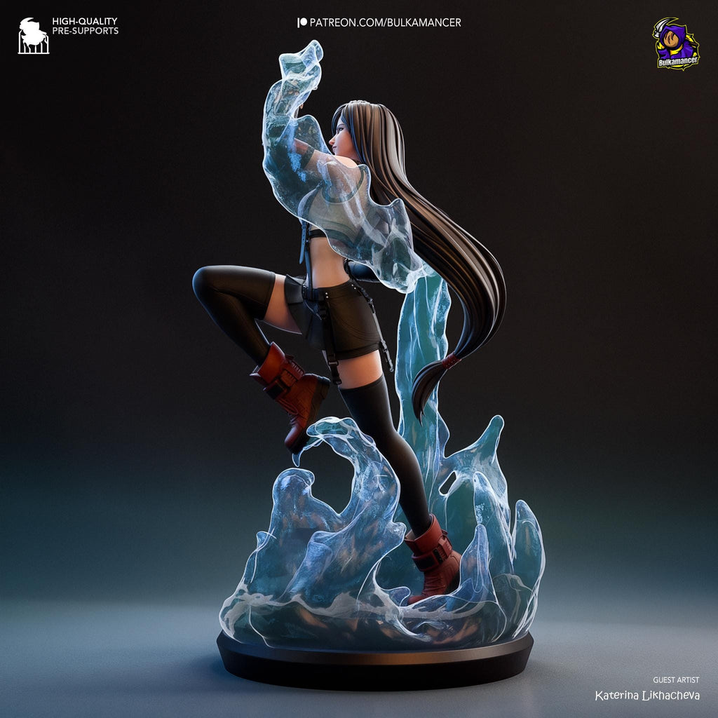 Hand-Painted Tifa Lockhart Figurine: 3D Printed Final Fantasy VII Statue