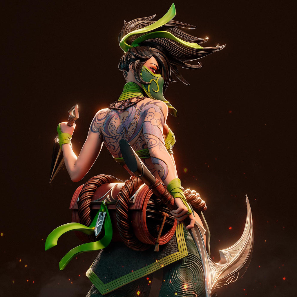 Hand-Painted Akali Figurine: 3D Printed League of Legends Statue
