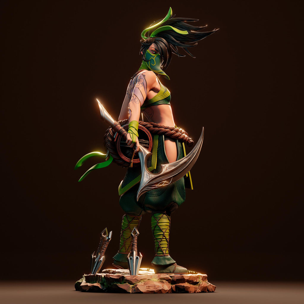 Hand-Painted Akali Figurine: 3D Printed League of Legends Statue