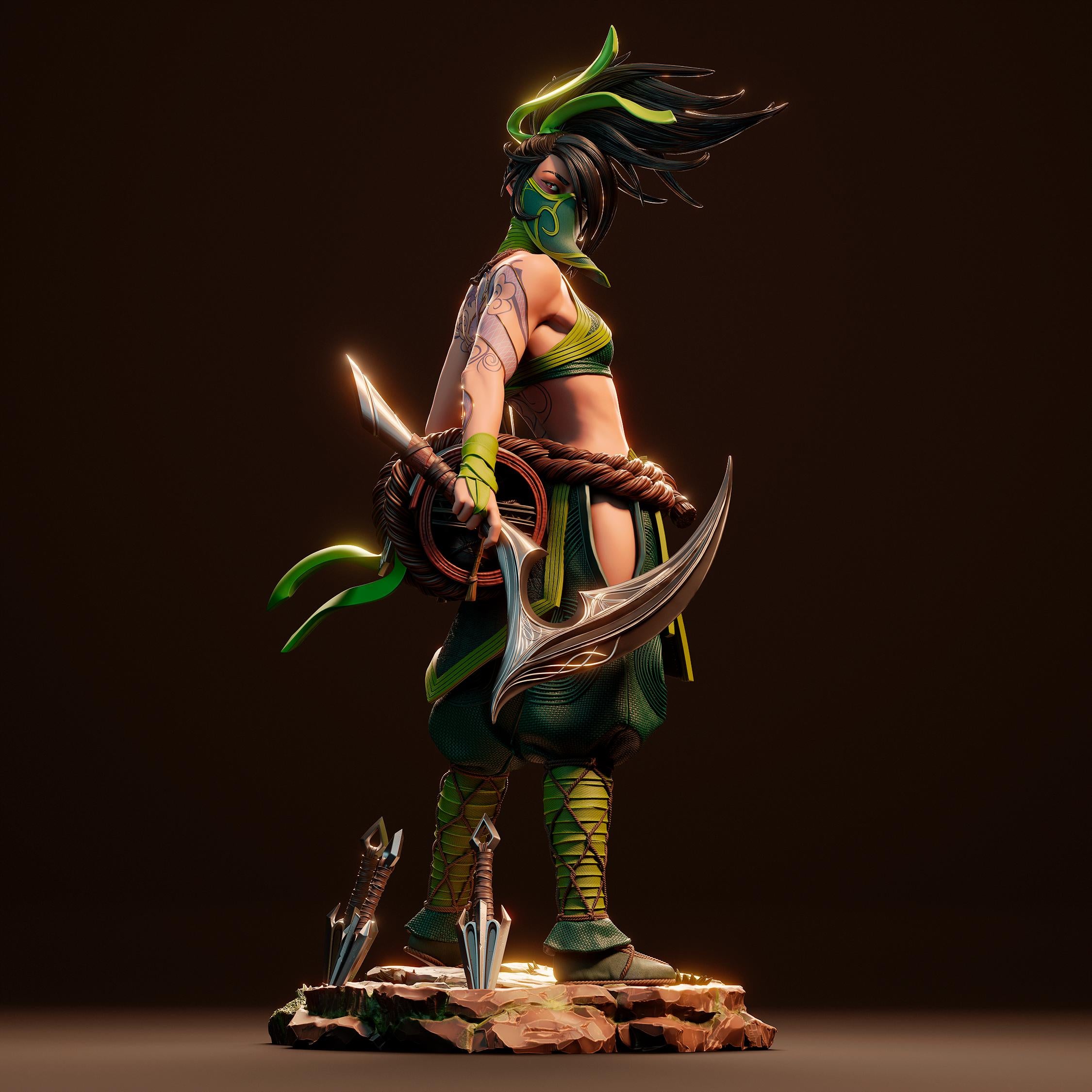 Hand-Painted Akali Figurine: 3D Printed League of Legends Statue