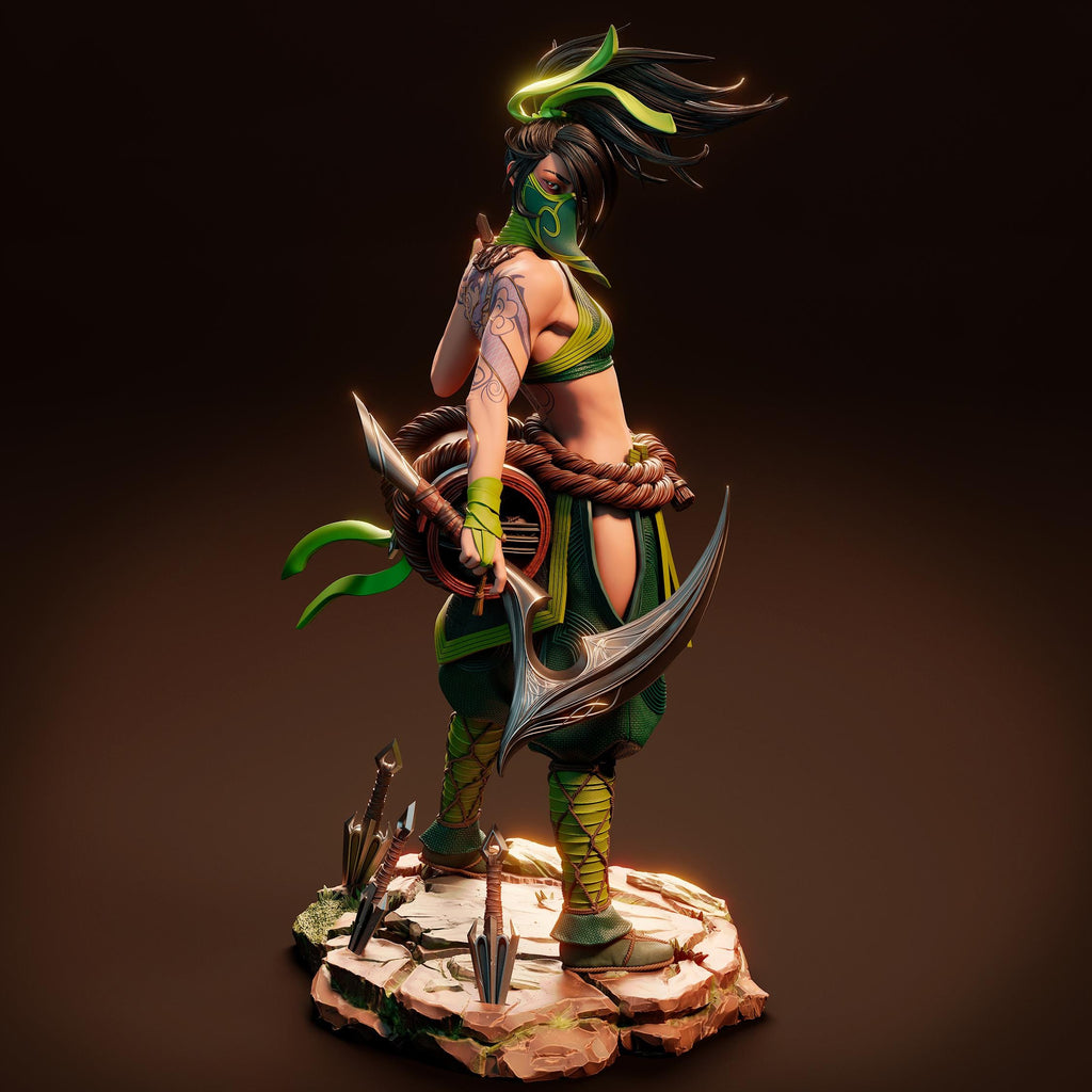 Hand-Painted Akali Figurine: 3D Printed League of Legends Statue