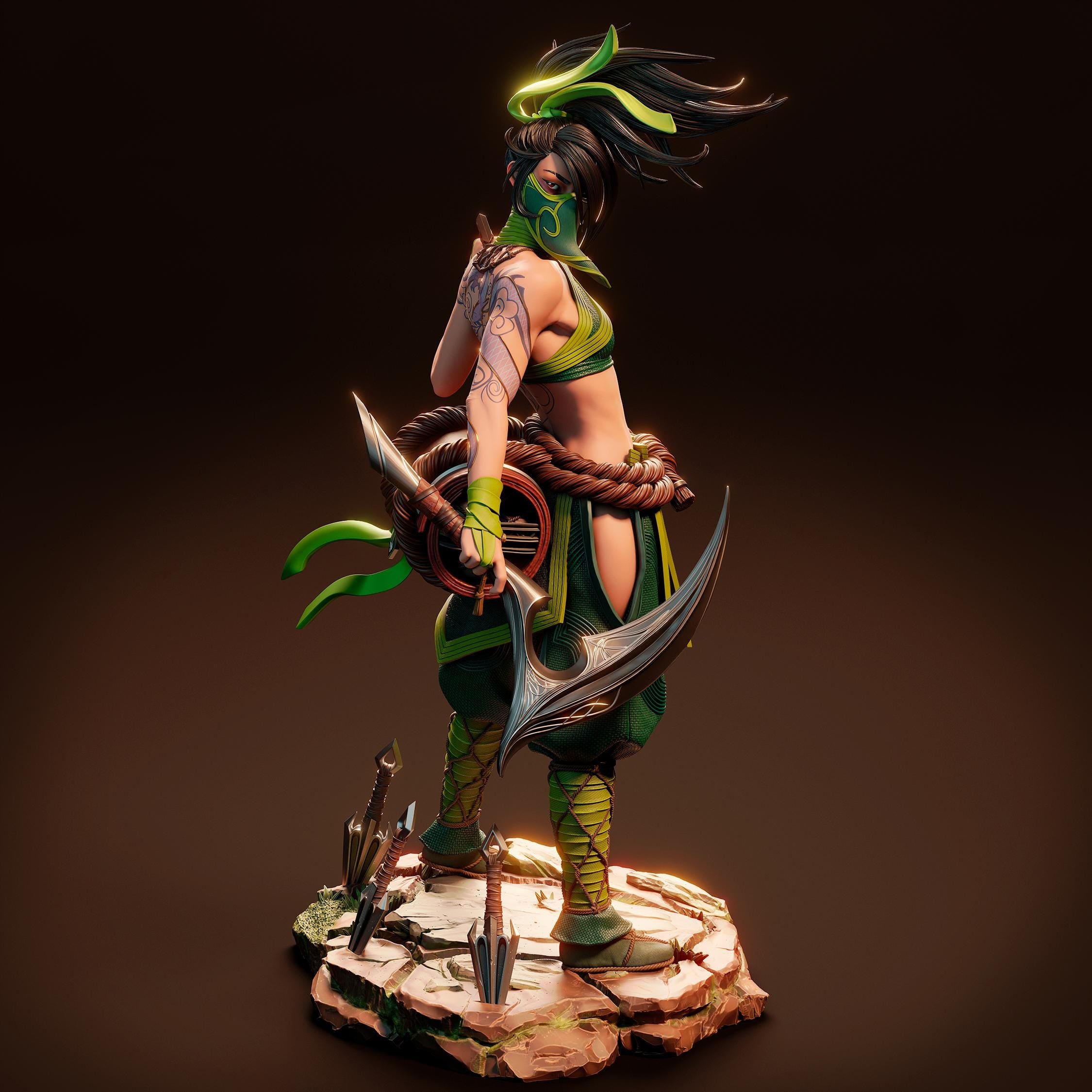 Hand-Painted Akali Figurine: 3D Printed League of Legends Statue