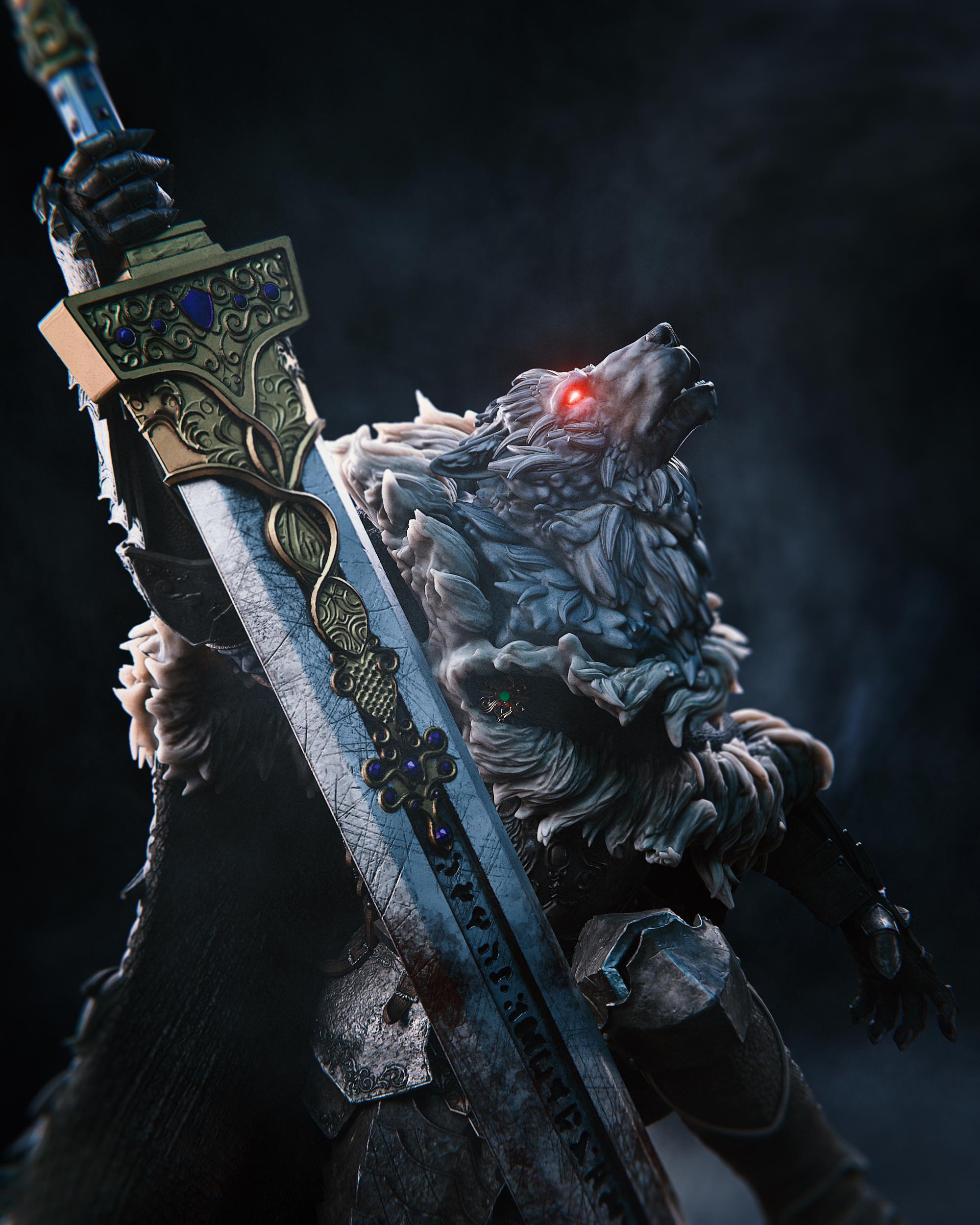 Blaidd the Half-Wolf Figurine: Elden Ring Resin Collectible - Hand-Painted or Unpainted