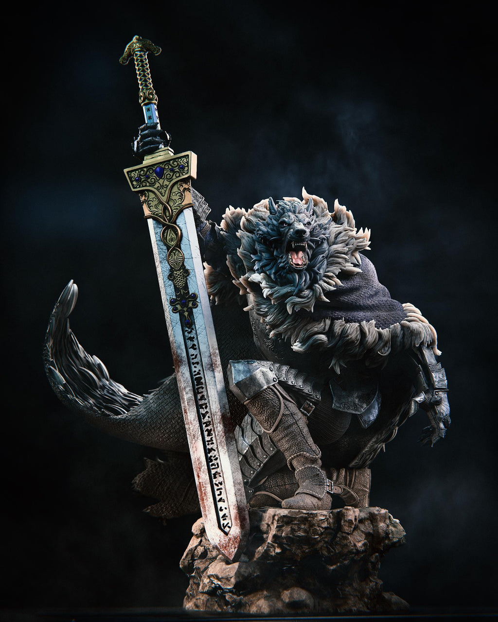Blaidd the Half-Wolf Figurine: Elden Ring Resin Collectible - Hand-Painted or Unpainted