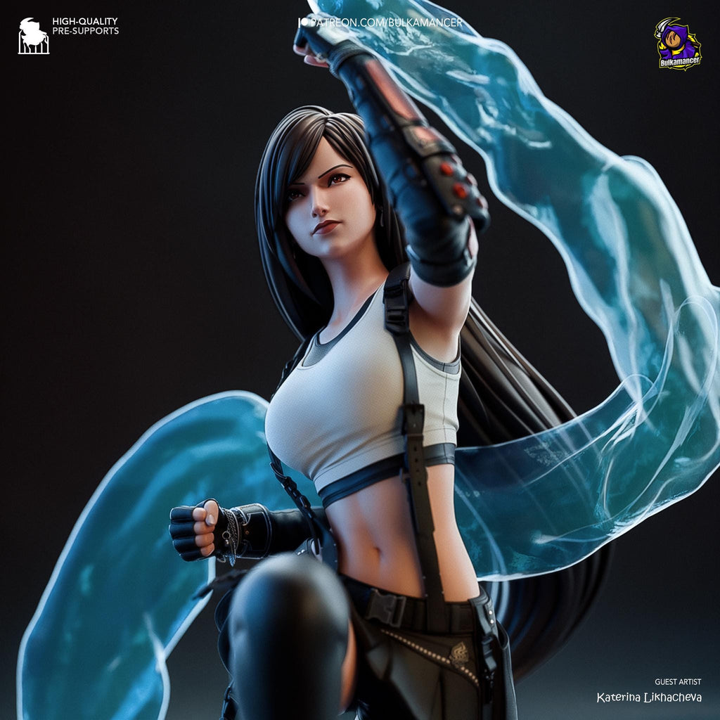 Hand-Painted Tifa Lockhart Figurine: 3D Printed Final Fantasy VII Statue