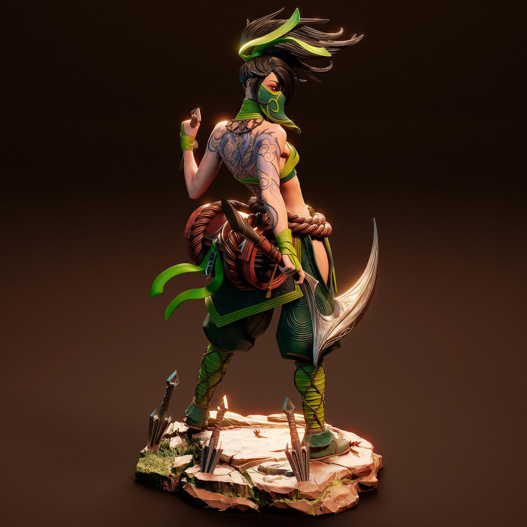 Hand-Painted Akali Figurine: 3D Printed League of Legends Statue
