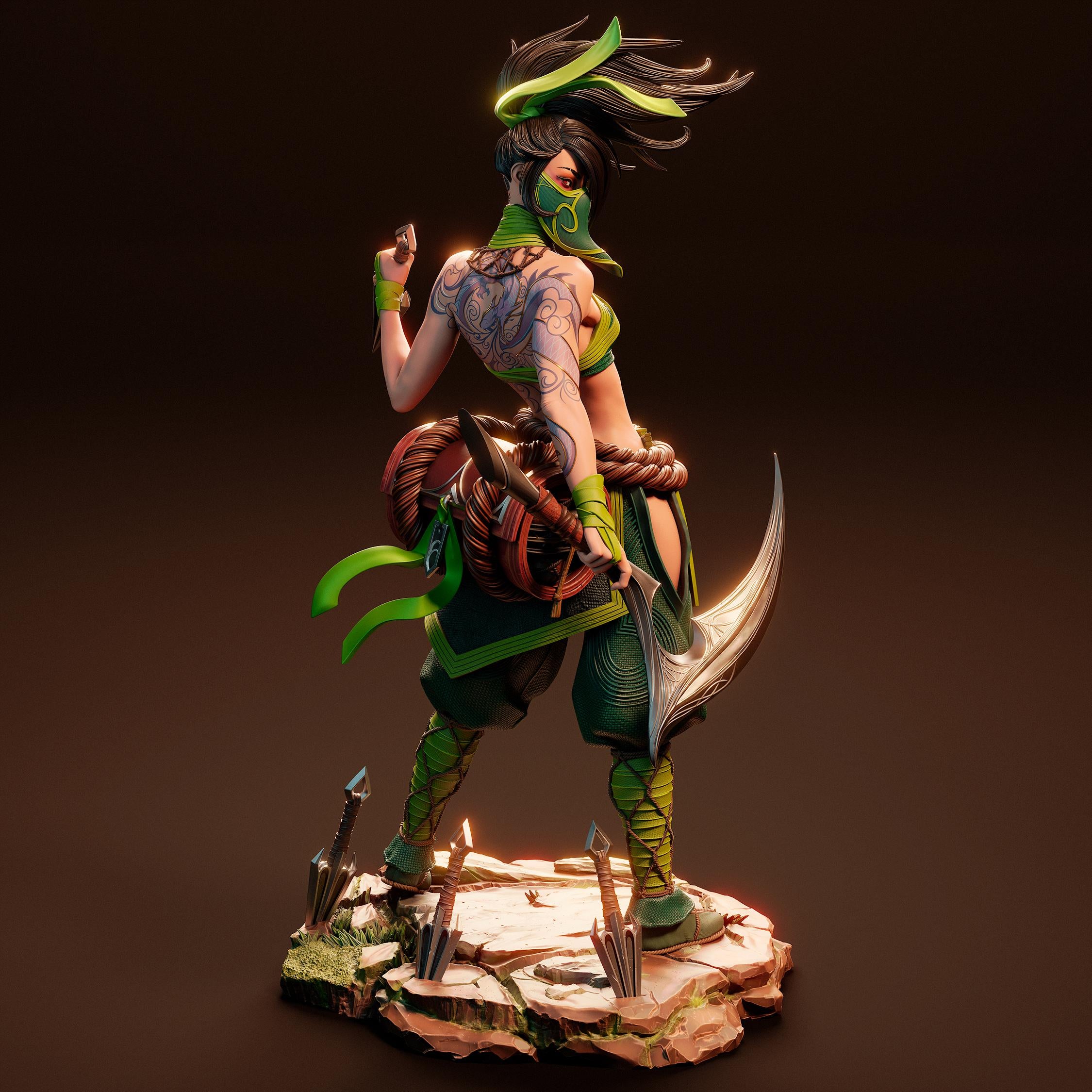 Hand-Painted Akali Figurine: 3D Printed League of Legends Statue