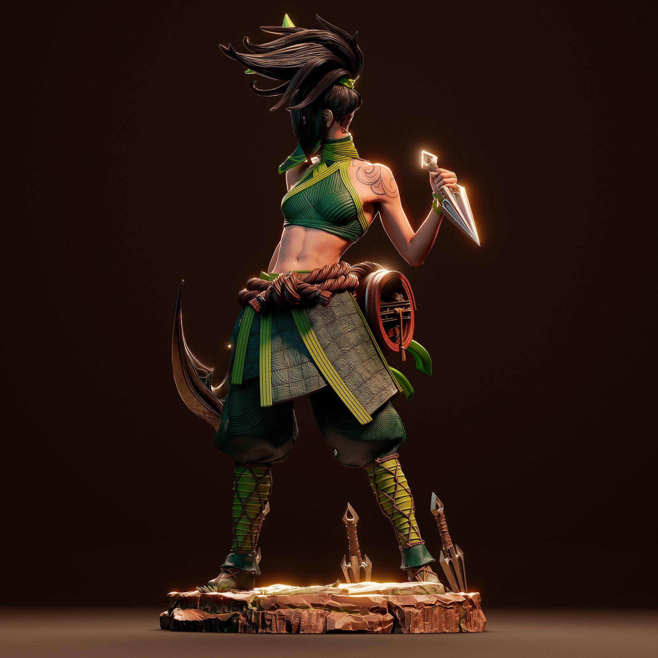 Hand-Painted Akali Figurine: 3D Printed League of Legends Statue