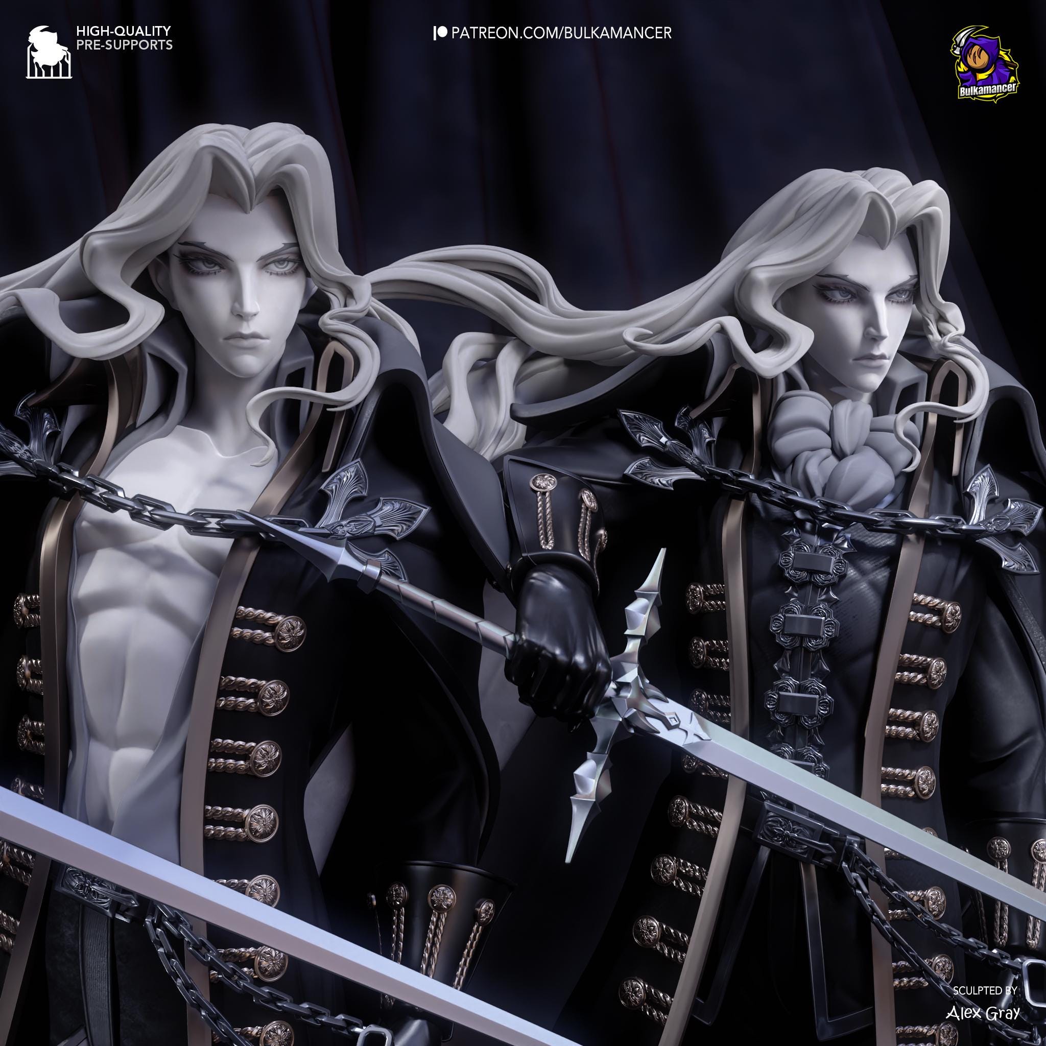 Alucard Fan Art Figure  Castlevan Inspired Anime Resin Statue | 3D Printed Hand Painted Collectible