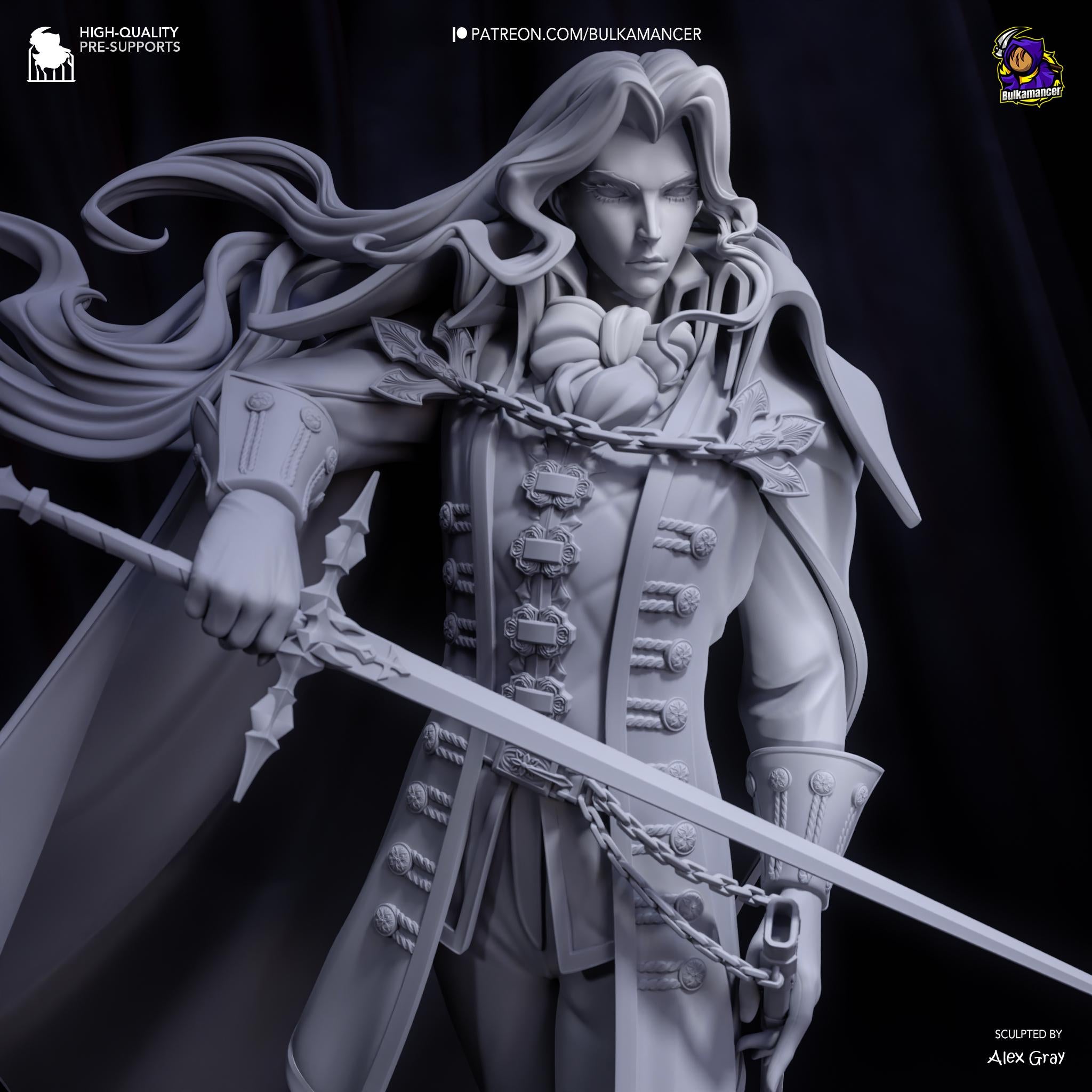 Alucard Fan Art Figure  Castlevan Inspired Anime Resin Statue | 3D Printed Hand Painted Collectible