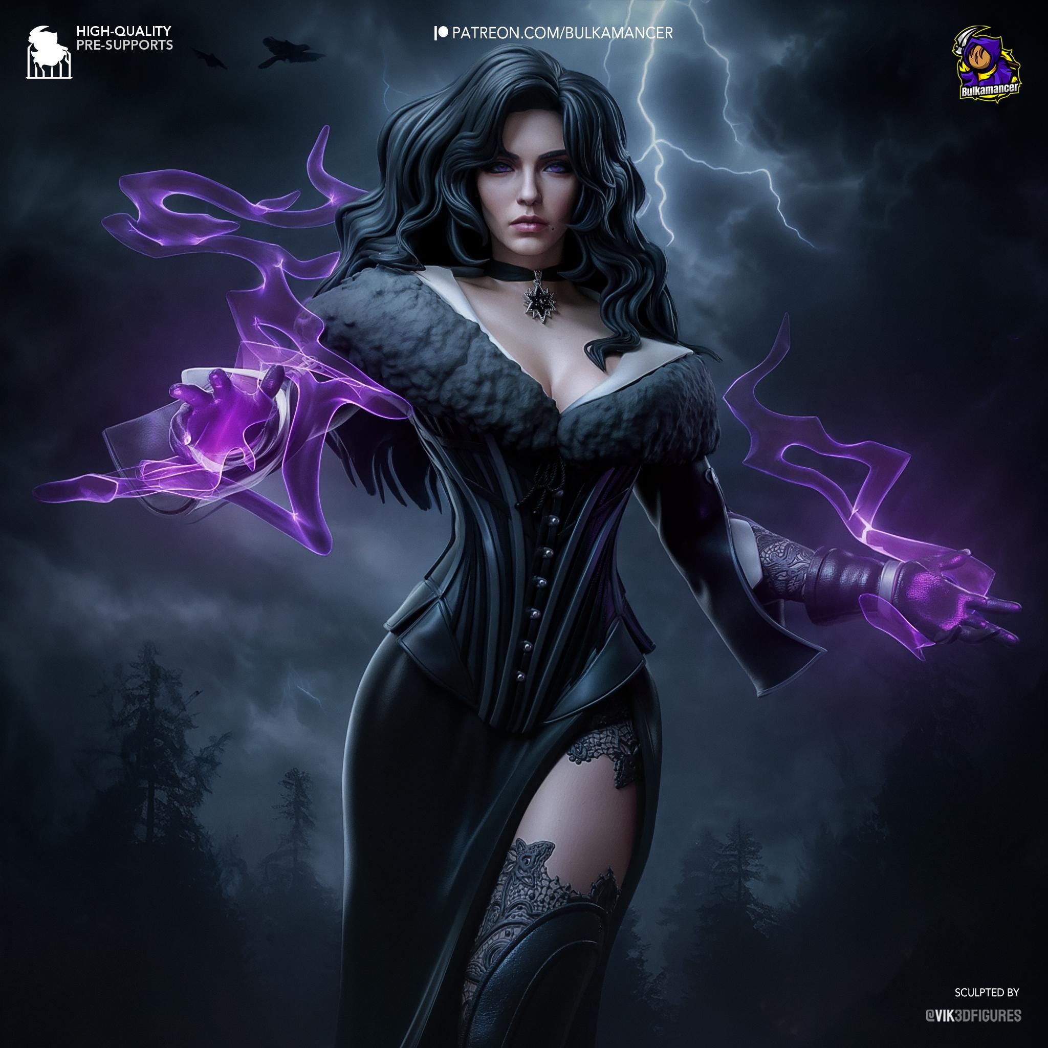 Yennefer Figure  Witcher 3 Inspired Resin Statue | 3D Printed Hand Painted Fantasy Game Collectible