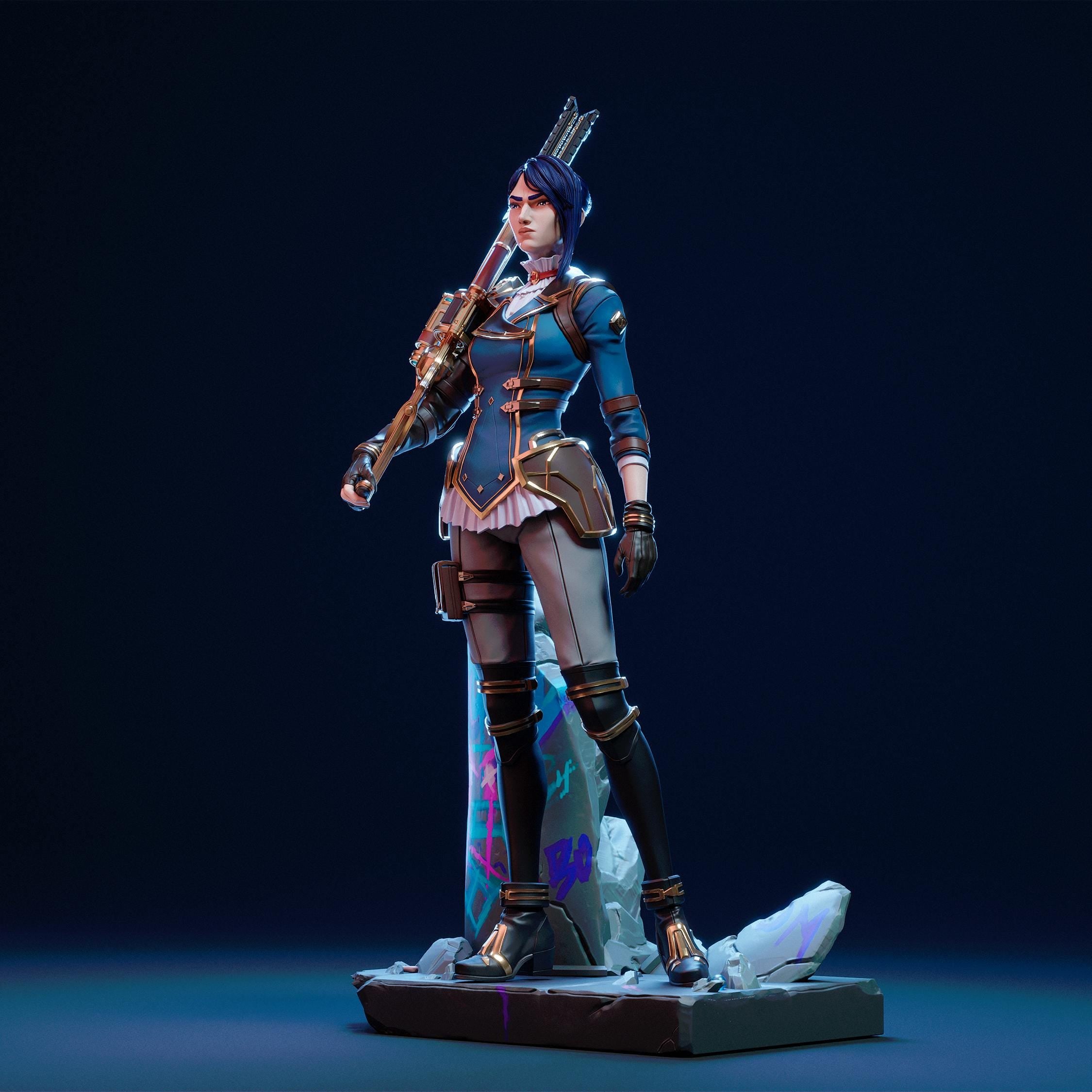 Handmade Caitlyn 3D Resin Figure: LoL Collectible