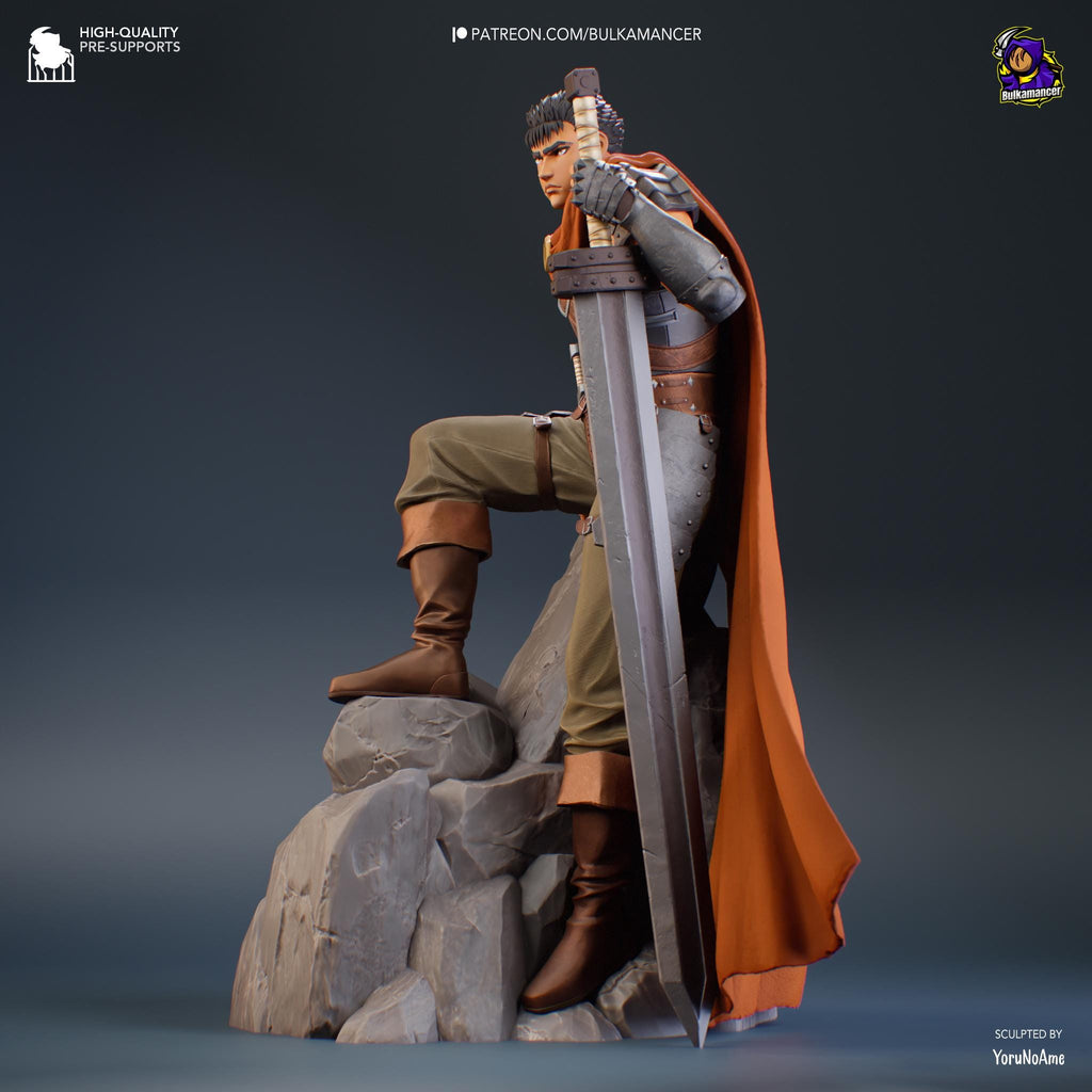 Guts Berserk Figure  Hand-Painted 16K Resin Statue | Black Swordsman Collectible | Multiple Scales