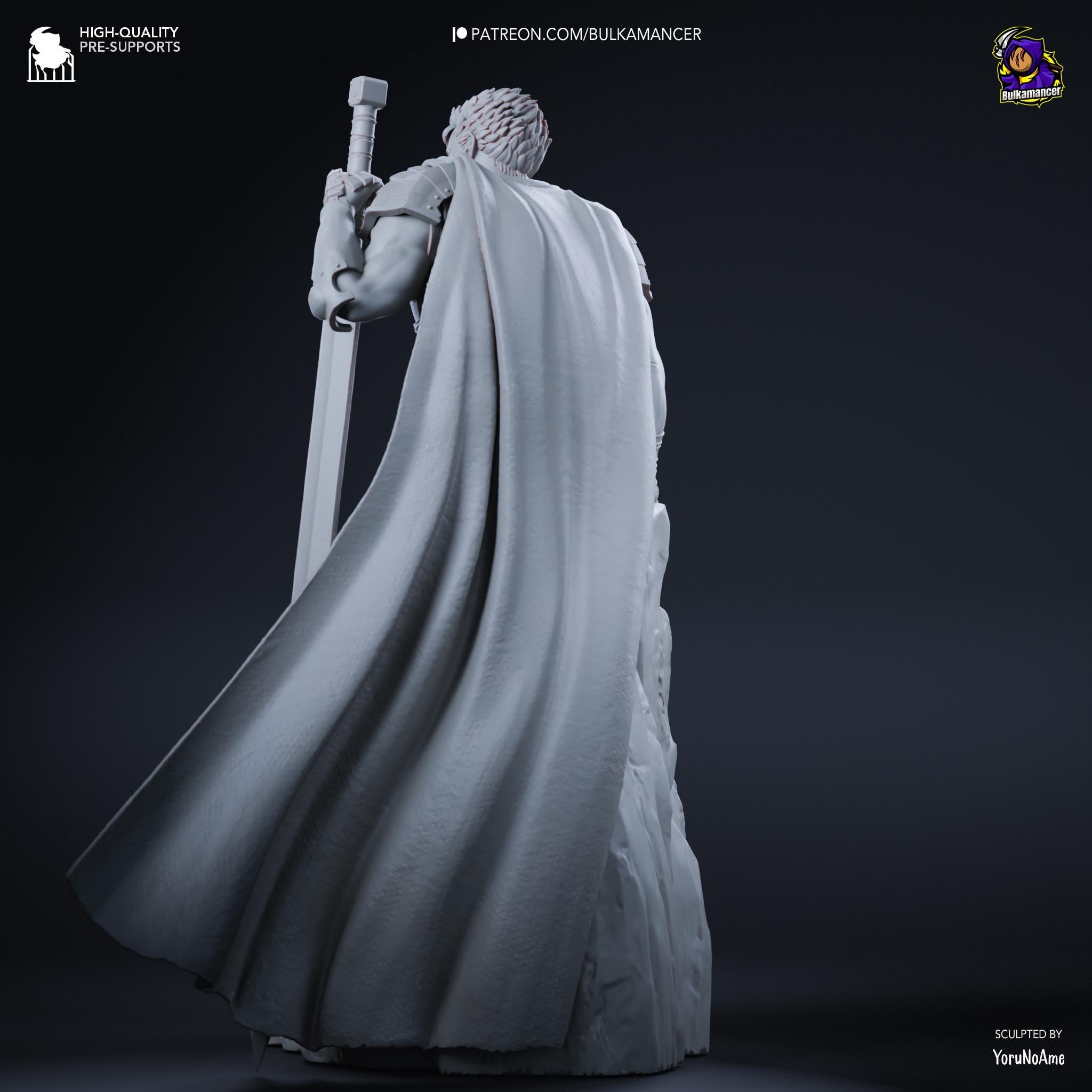 Guts Berserk Figure  Hand-Painted 16K Resin Statue | Black Swordsman Collectible | Multiple Scales