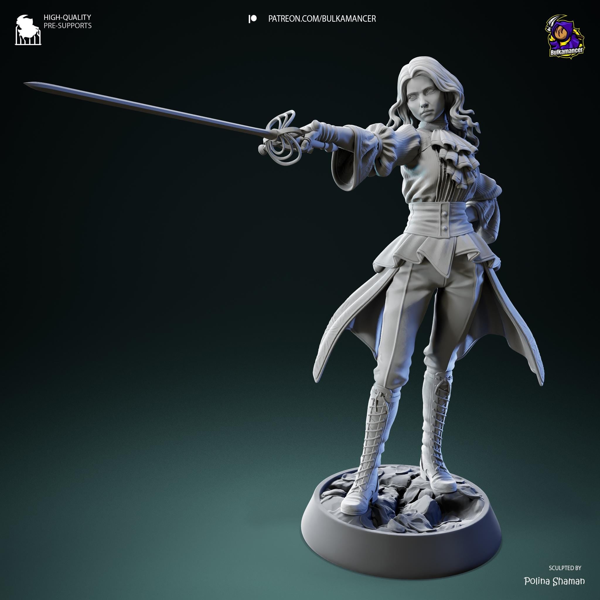 Hand-Painted Maelle Resin Statue: Limited Edition Fantasy Woman Warrior