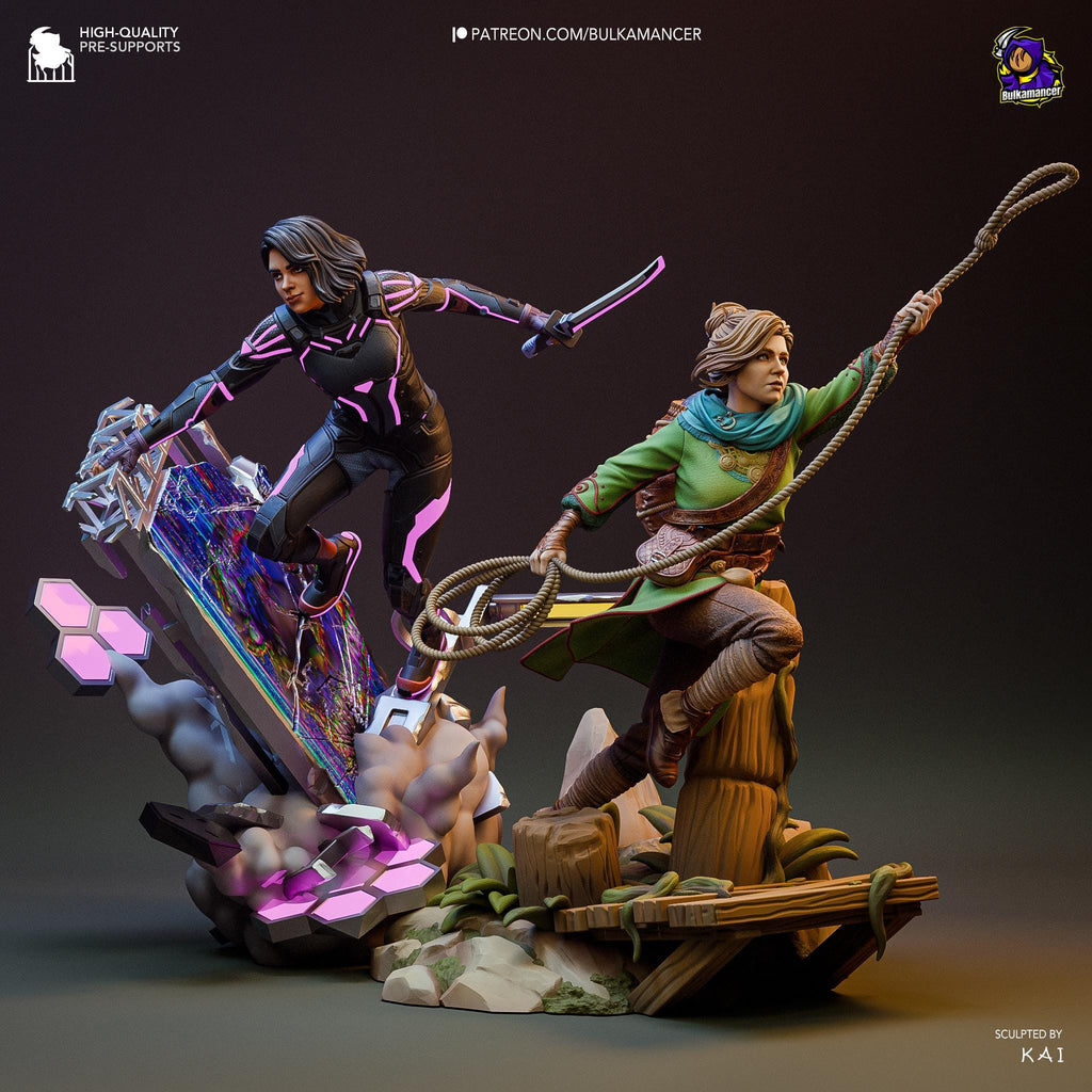 Hand-Painted Resin Zoe & Mio Diorama: Inspired of Split Fiction Diorama Figures