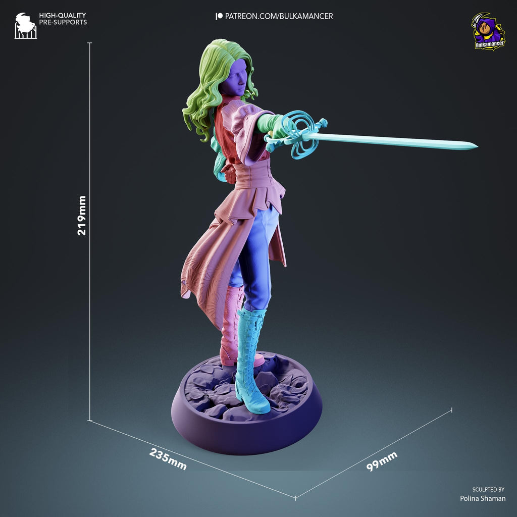 Hand-Painted Maelle Resin Statue: Limited Edition Fantasy Woman Warrior