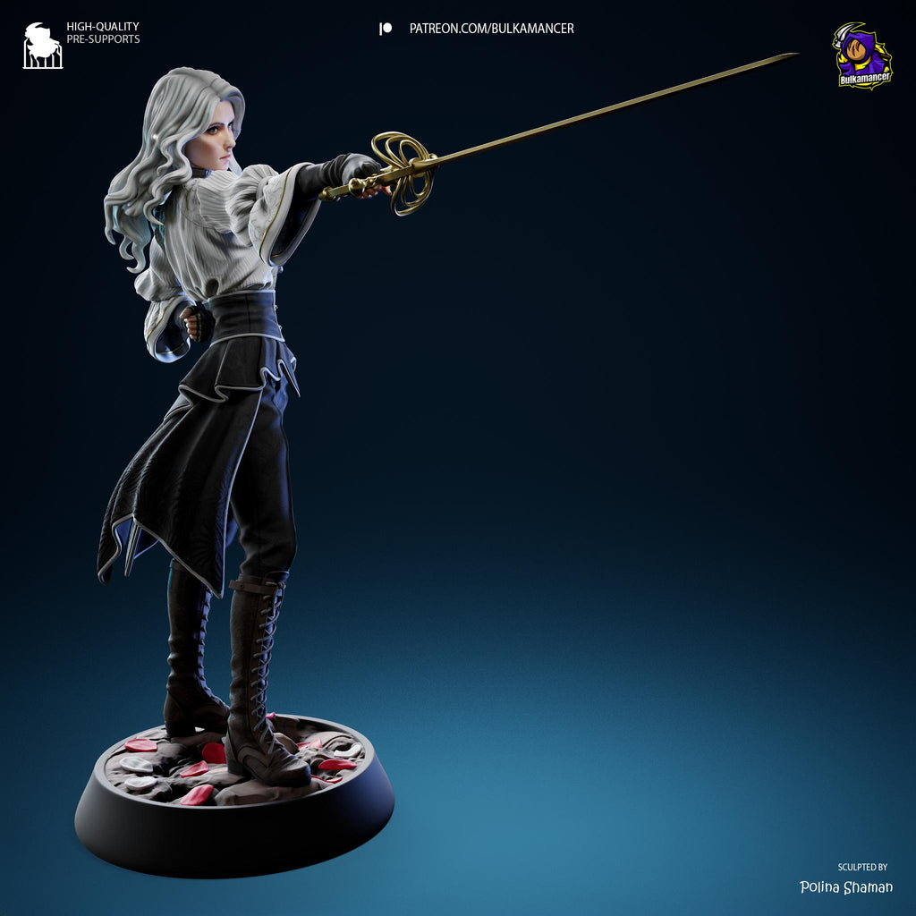 Hand-Painted Maelle Resin Statue: Limited Edition Fantasy Woman Warrior