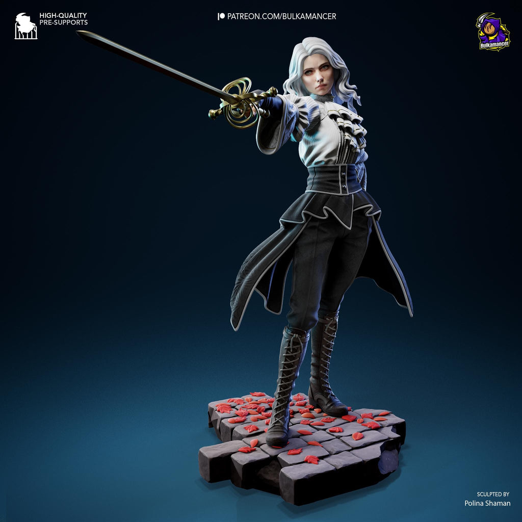 Hand-Painted Maelle Resin Statue: Limited Edition Fantasy Woman Warrior