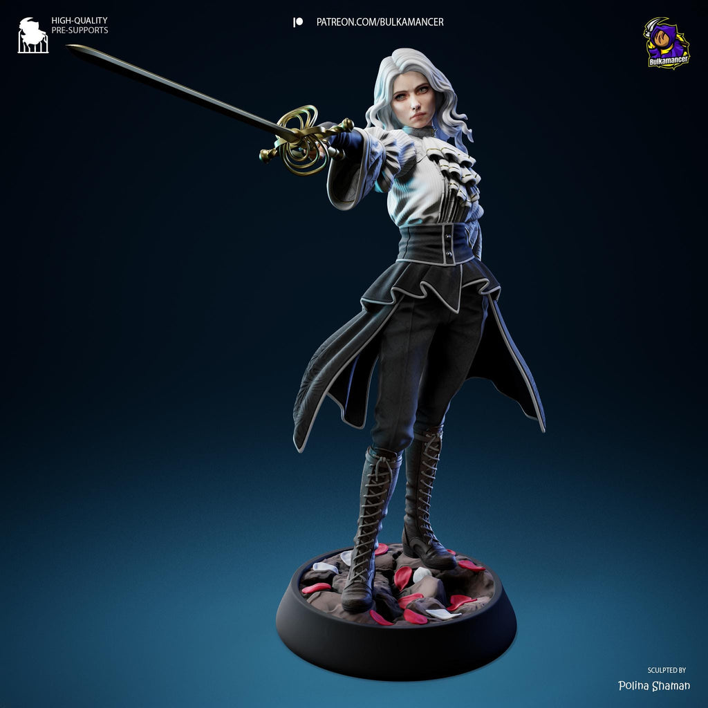 Hand-Painted Maelle Resin Statue: Limited Edition Fantasy Woman Warrior