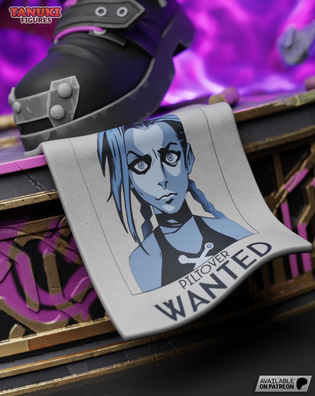 Hand-Painted Jinx Statue: LoL Fan Art, Limited Edition Resin Collectible