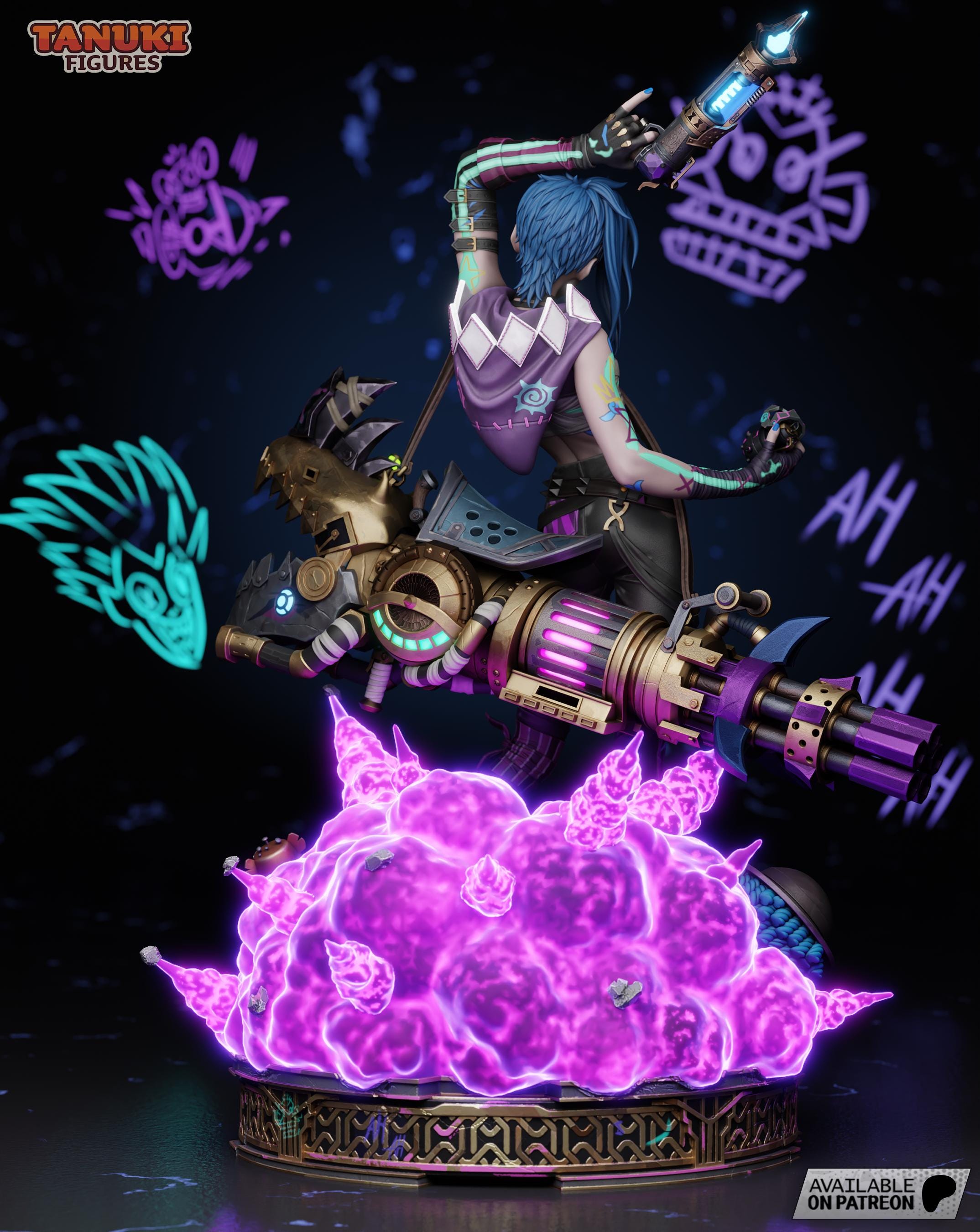 Hand-Painted Jinx Statue: LoL Fan Art, Limited Edition Resin Collectible