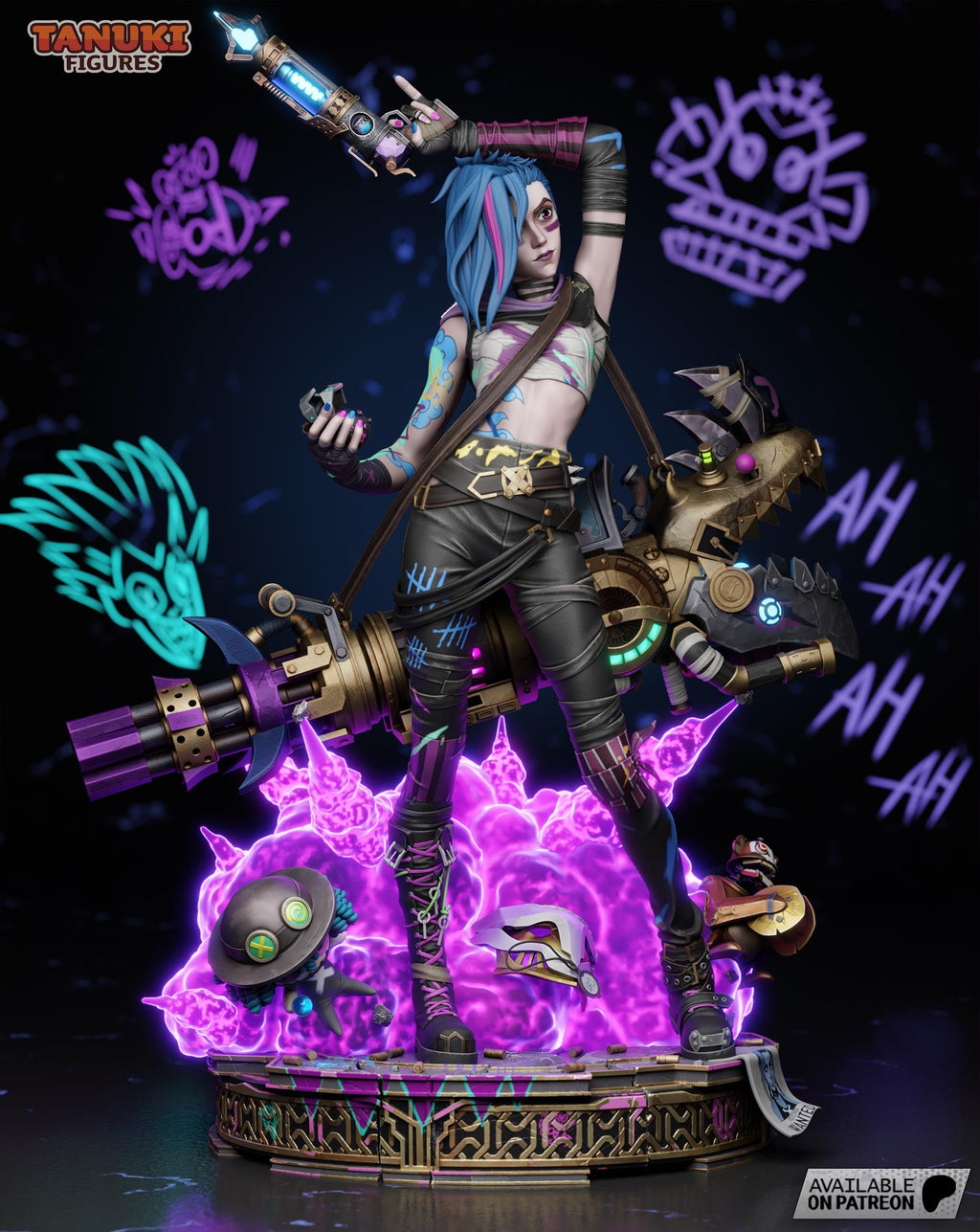 Hand-Painted Jinx Statue: LoL Fan Art, Limited Edition Resin Collectible
