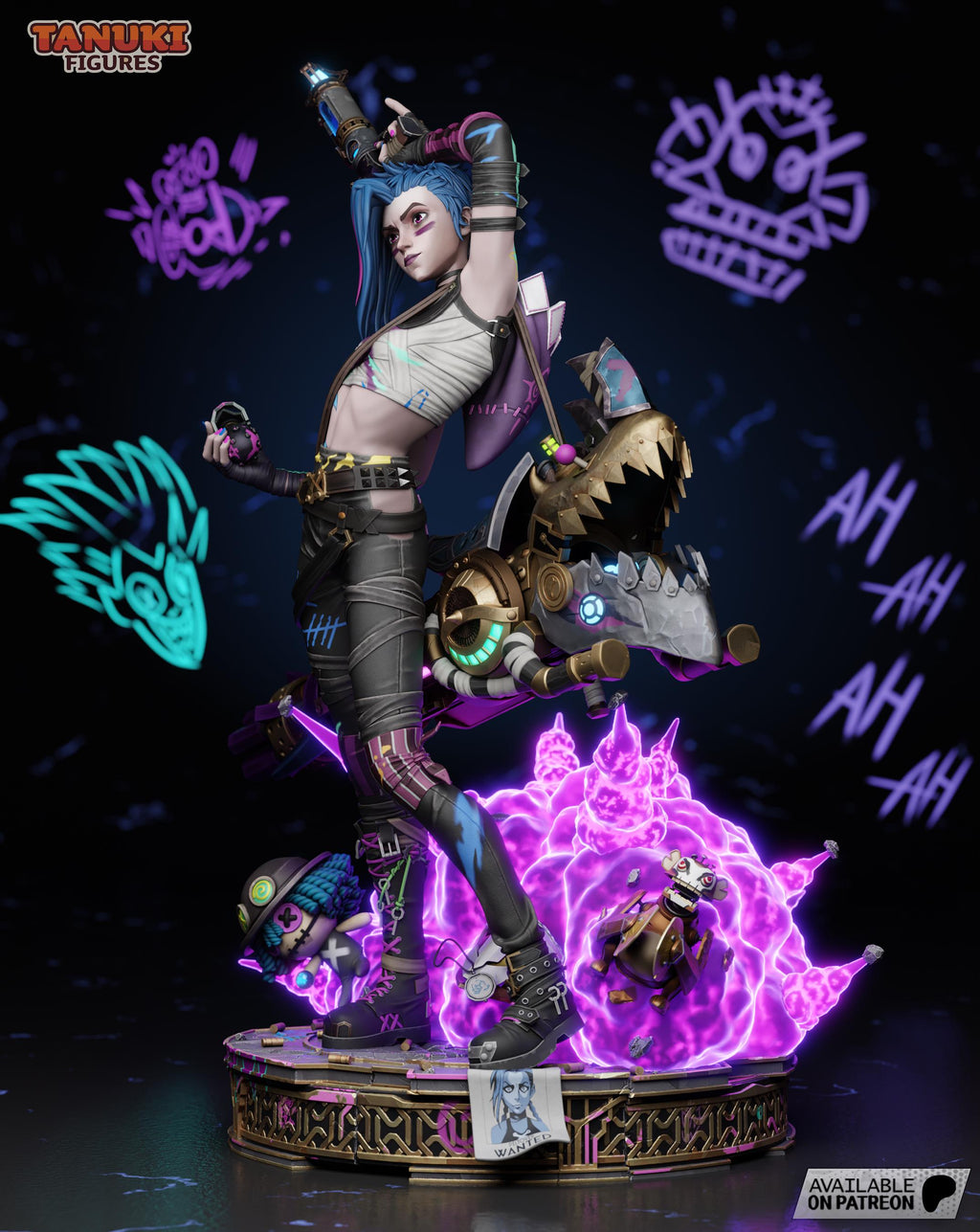 Hand-Painted Jinx Statue: LoL Fan Art, Limited Edition Resin Collectible