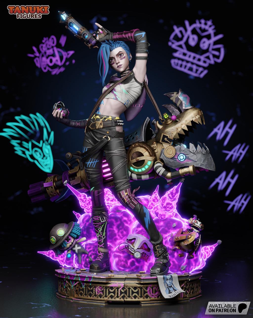 Hand-Painted Jinx Statue: LoL Fan Art, Limited Edition Resin Collectible