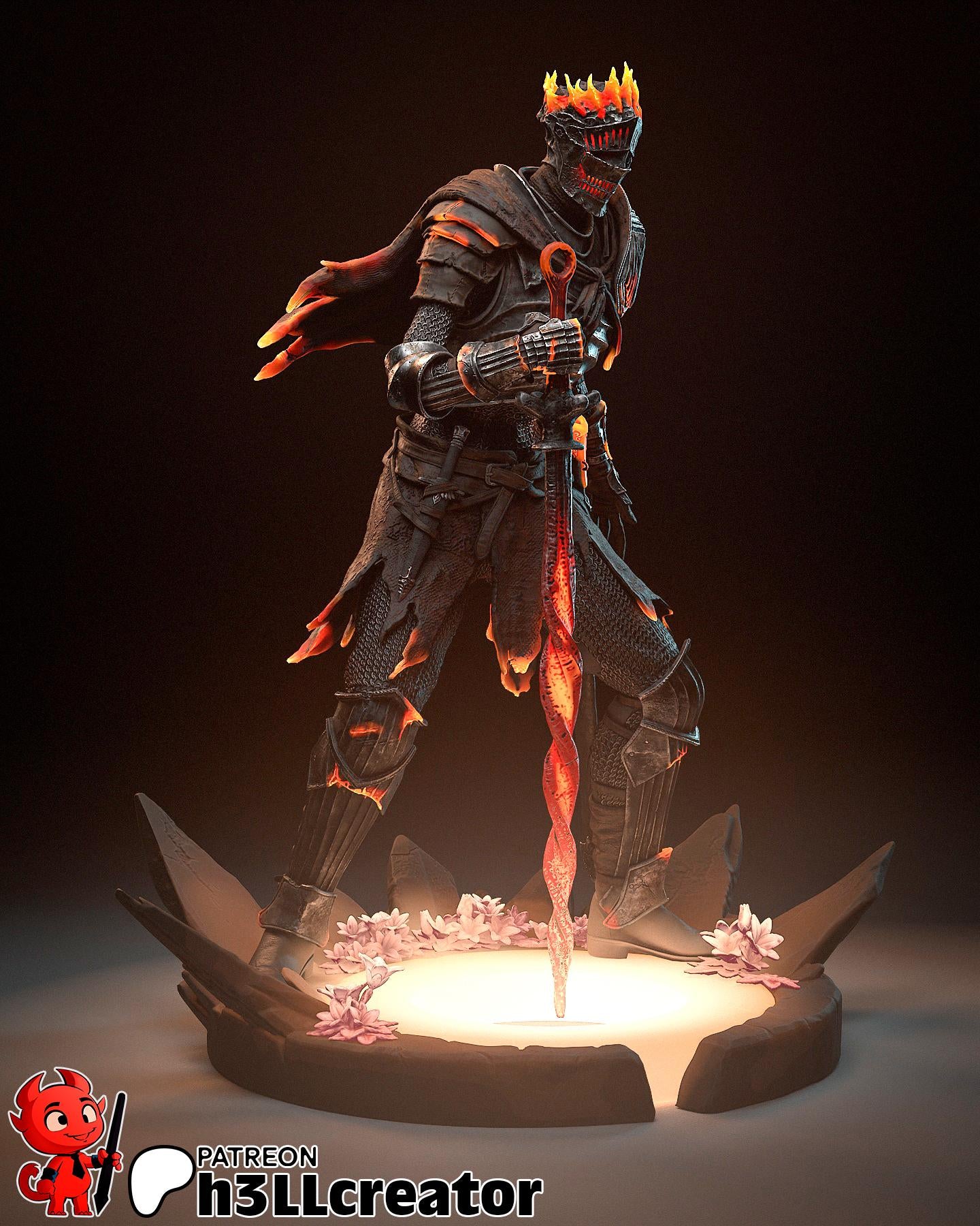 Soul of Cinder Statue: Hand-Painted Resin Knight - Dark Fantasy Collectible