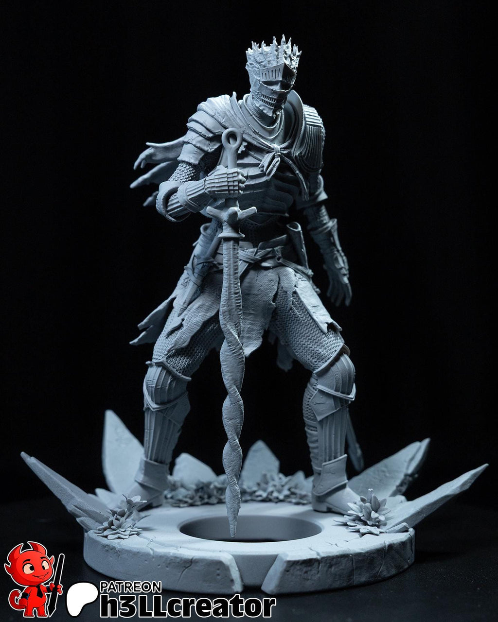 Soul of Cinder Statue: Hand-Painted Resin Knight - Dark Fantasy Collectible