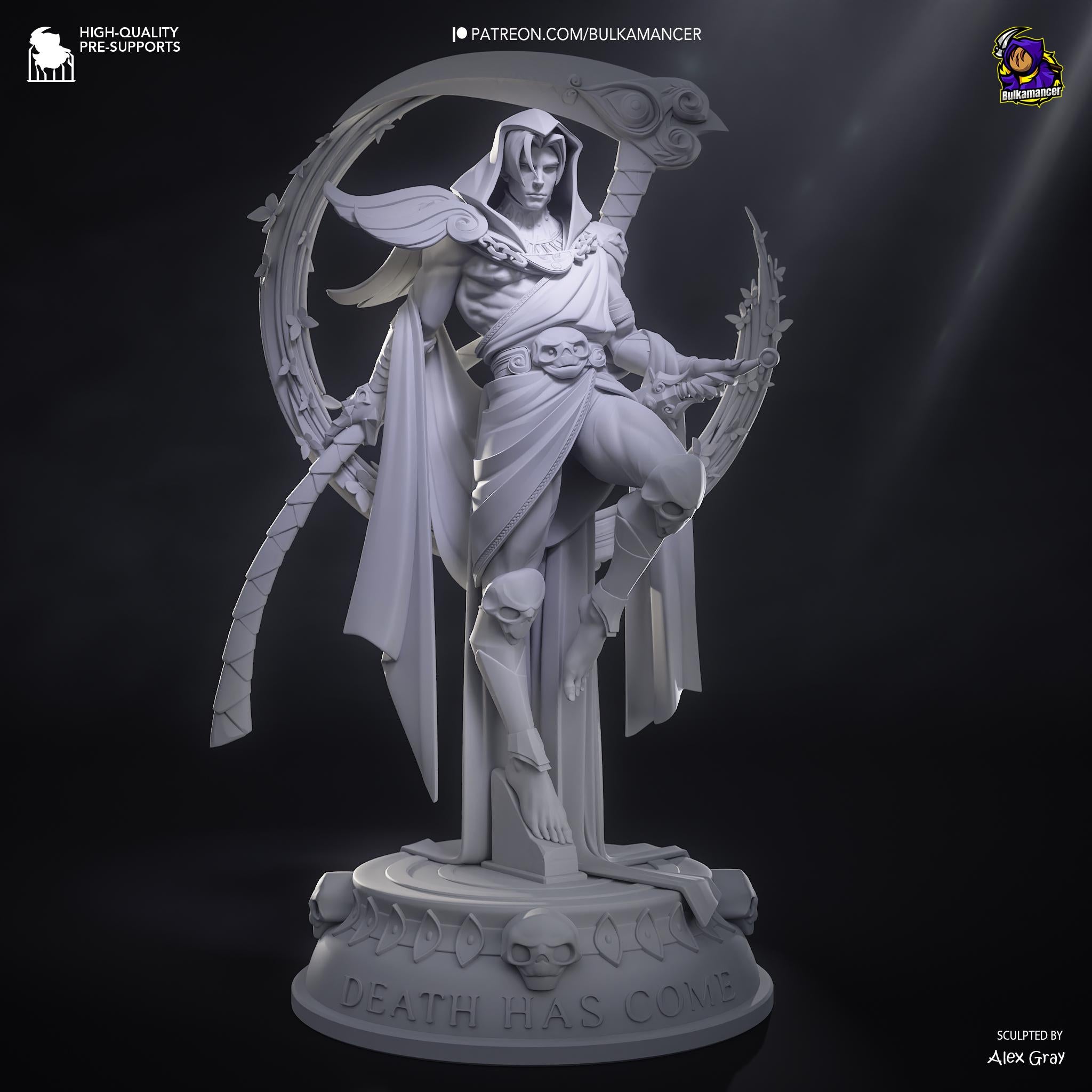 Hand-Painted Thanatos Statue: Grim Reaper Fantasy Art Figure